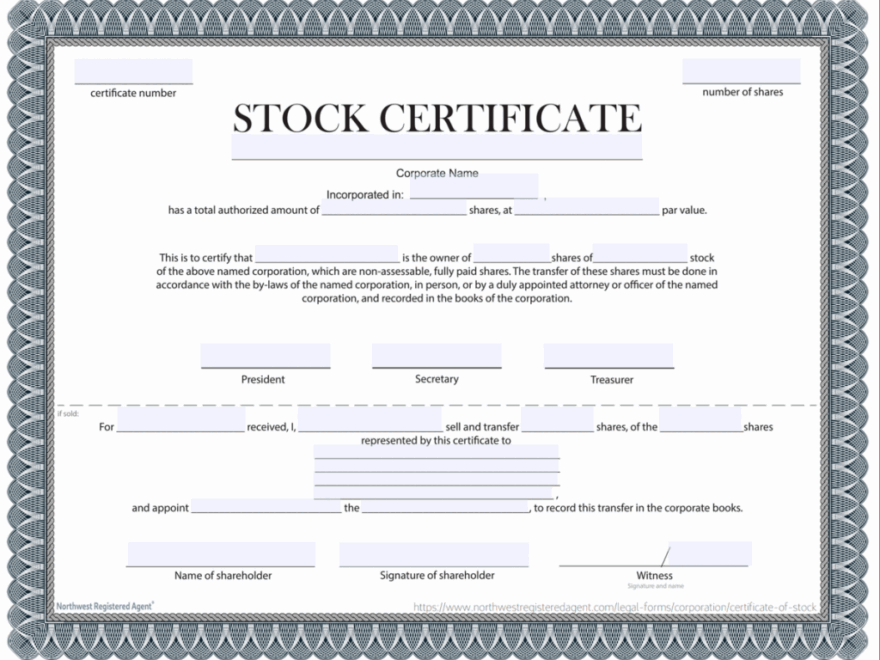 Free Certificate Of Stock Template Corporate Stock Certificates