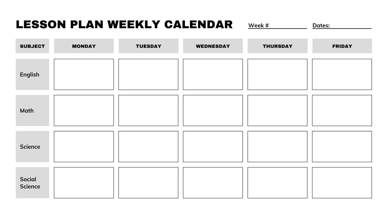 Printable Blank Spreadsheet For Classroom