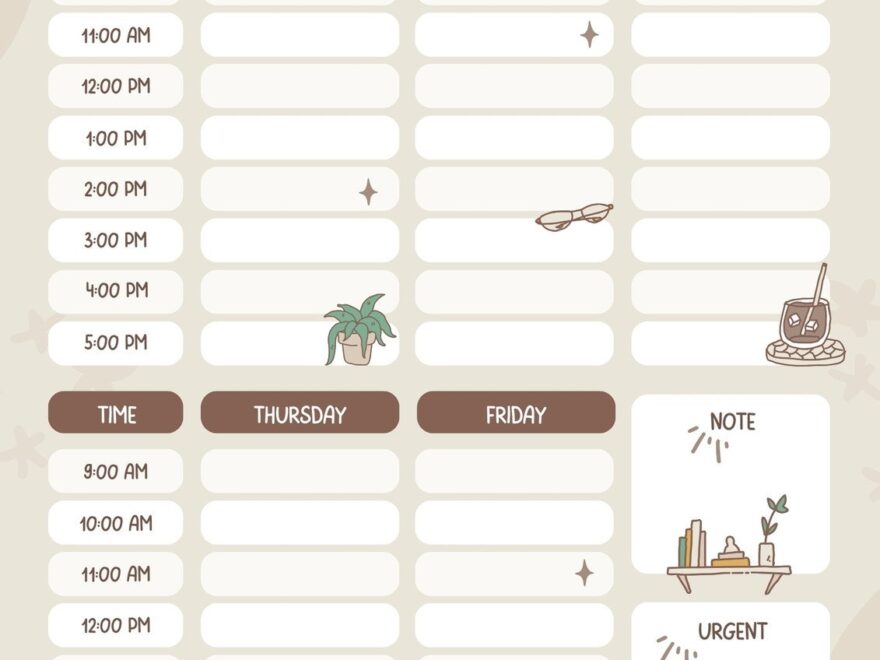 Free Custom Printable Work Schedule Planner Templates Canva