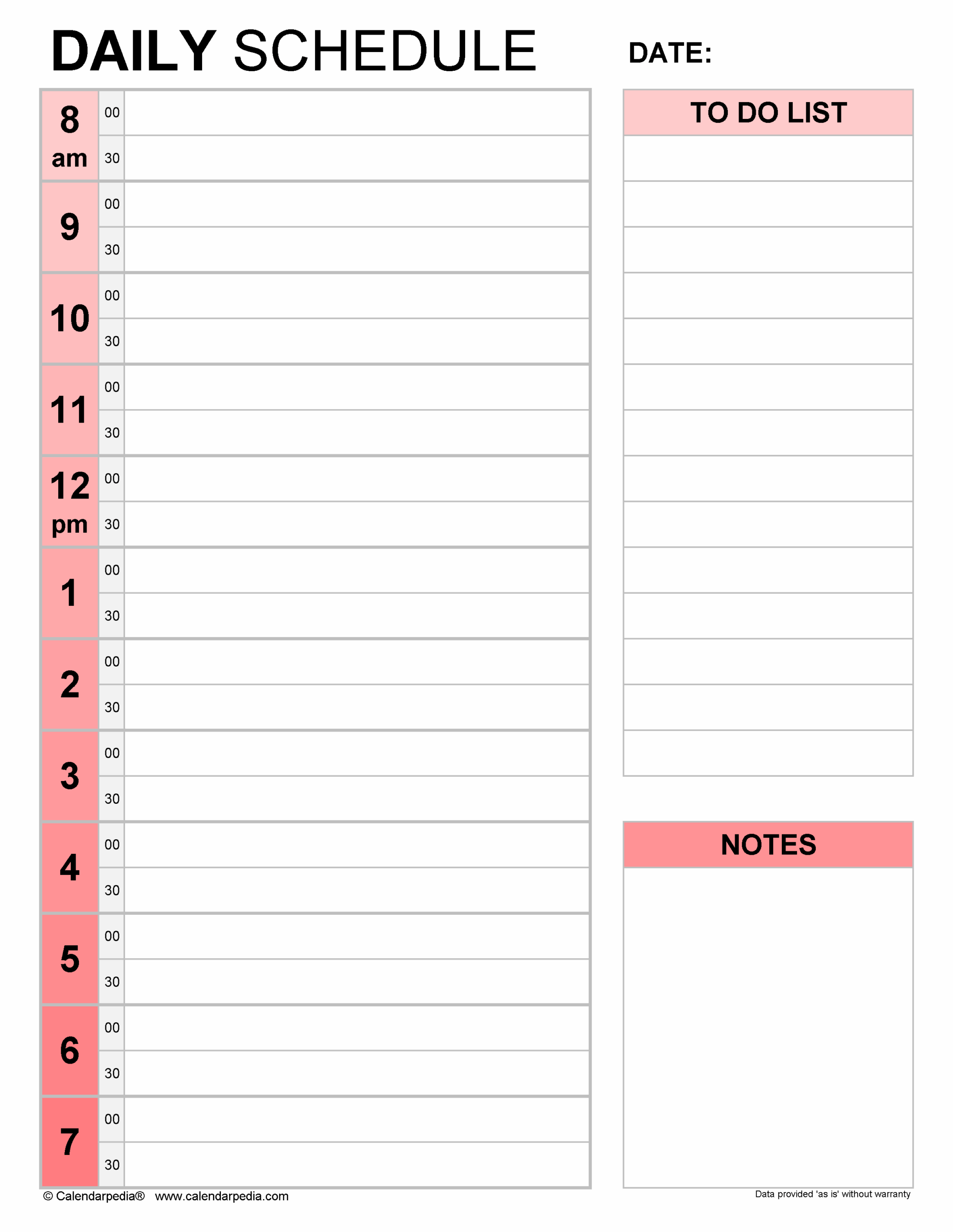 Free Daily Schedules In PDF Format 30 Templates