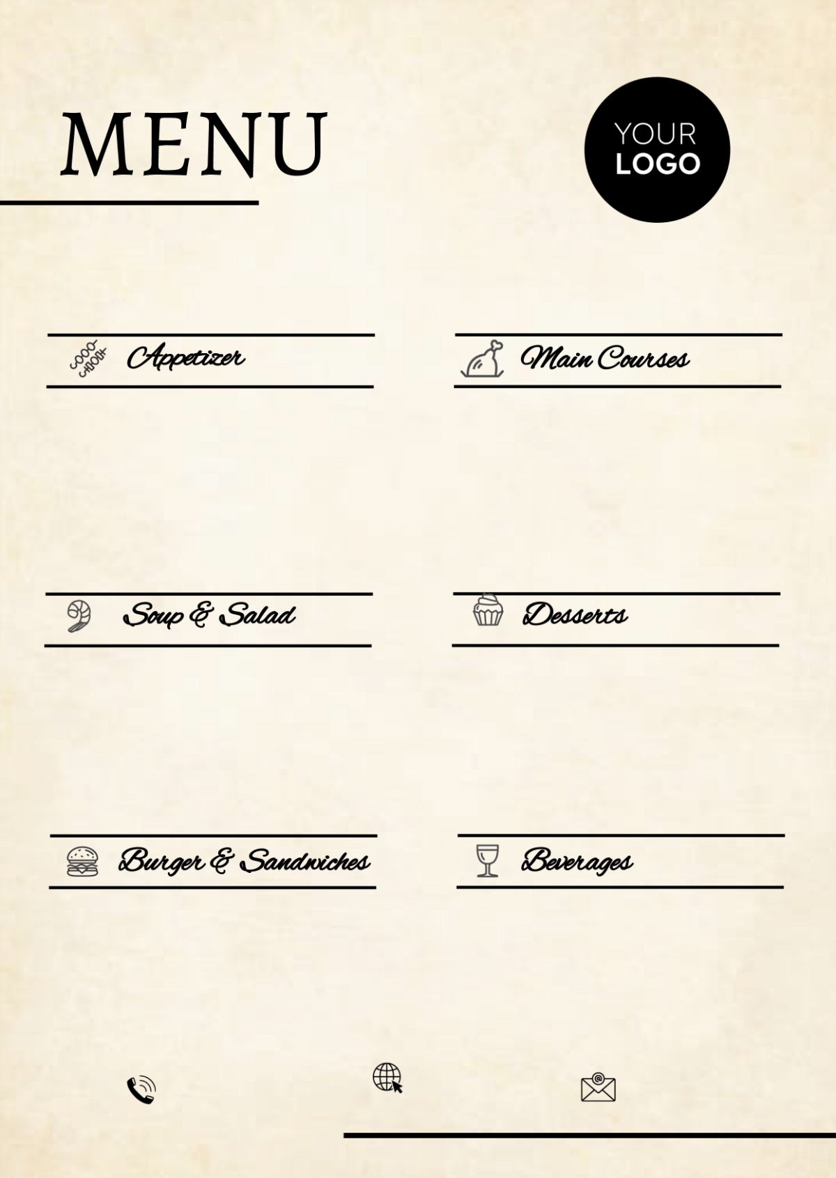 Free Editable Menu Template To Edit Online