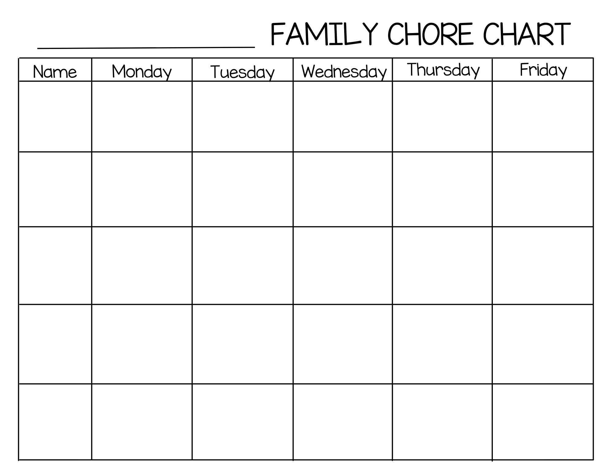 Printable Blank Chore Chart Template