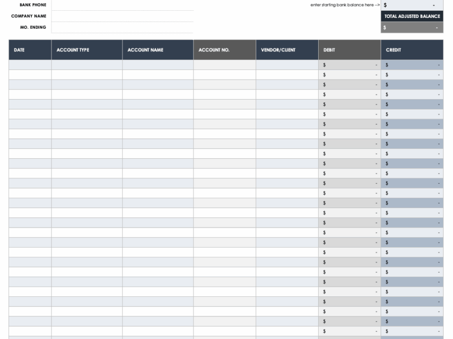 Free General Ledger Templates Smartsheet