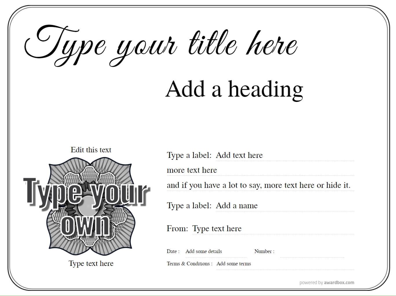 Printable Blank Gift Certificate Template