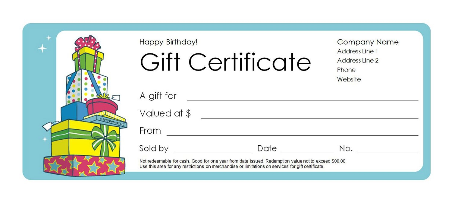 Printable Blank Gift Certificate Templates