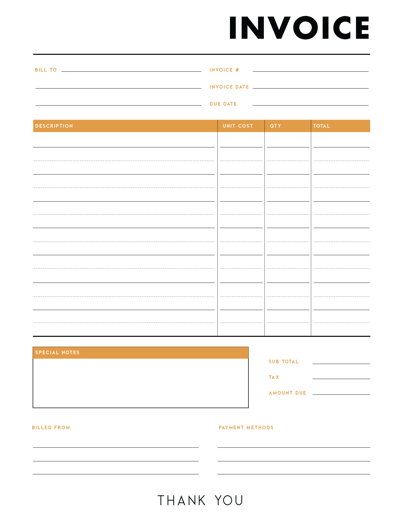 Free Printable Blank Invoice Form