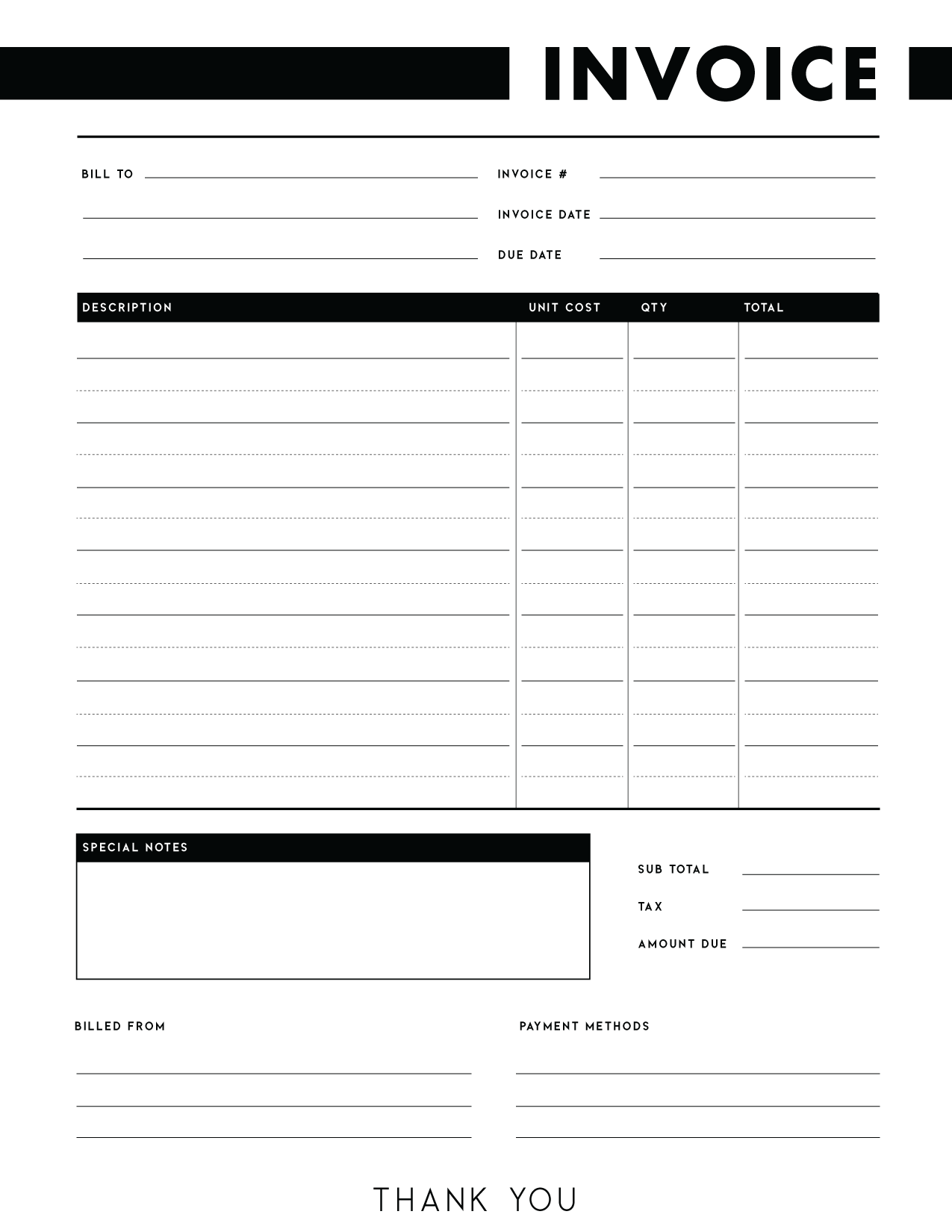 Free Blank Receipt Form Printable