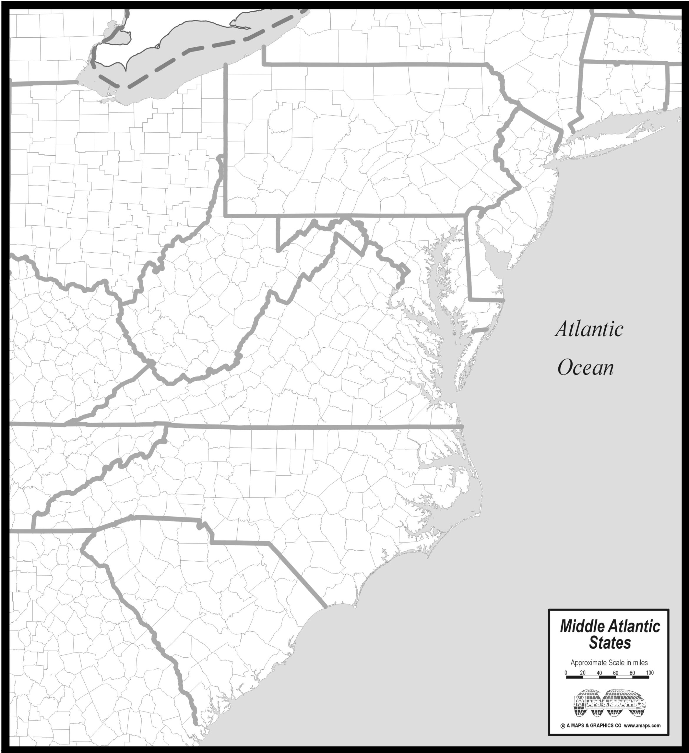 FREE MAP OF MIDDLE ATLANTIC STATES