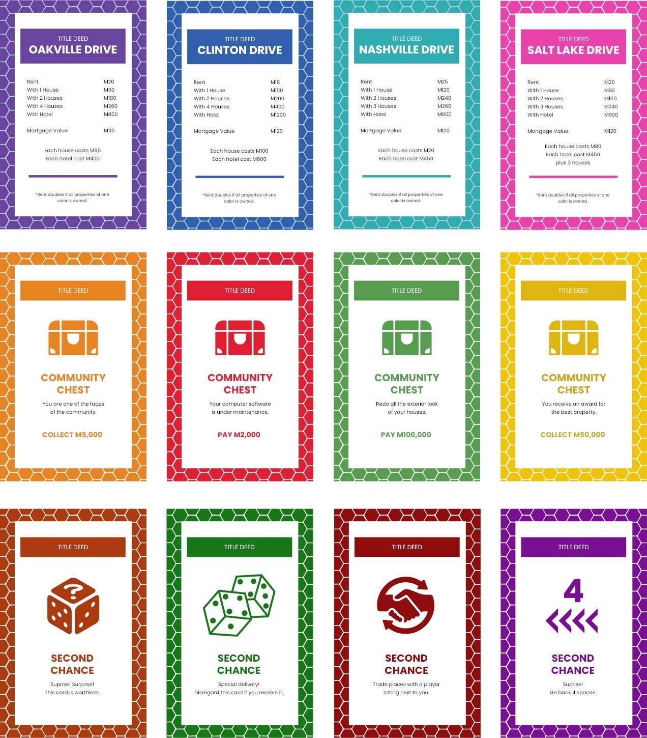 Monopoly Blank Template Cards Printable