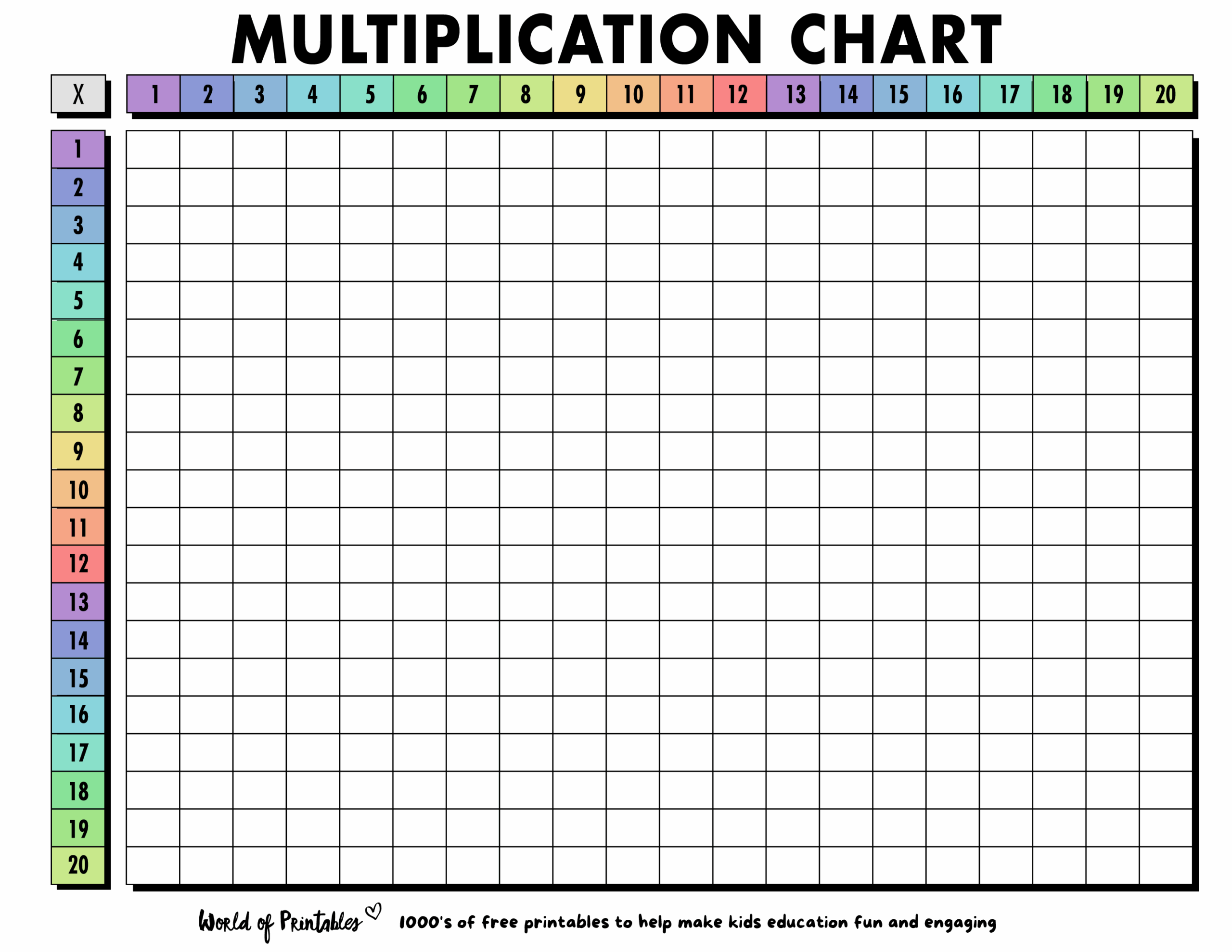 Free Multiplication Chart Printables World Of Printables