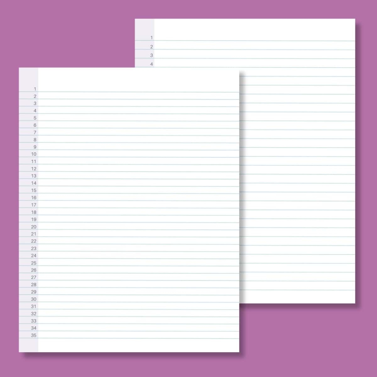 FREE Numbered Lined Paper Printable