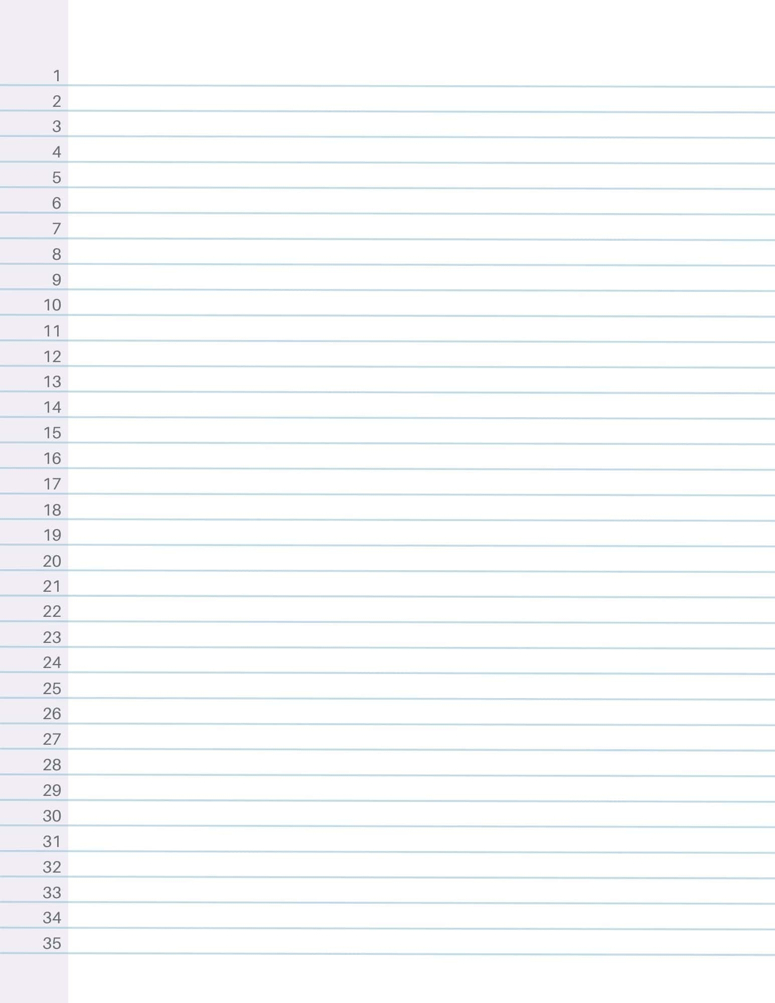 FREE Numbered Lined Paper Printable
