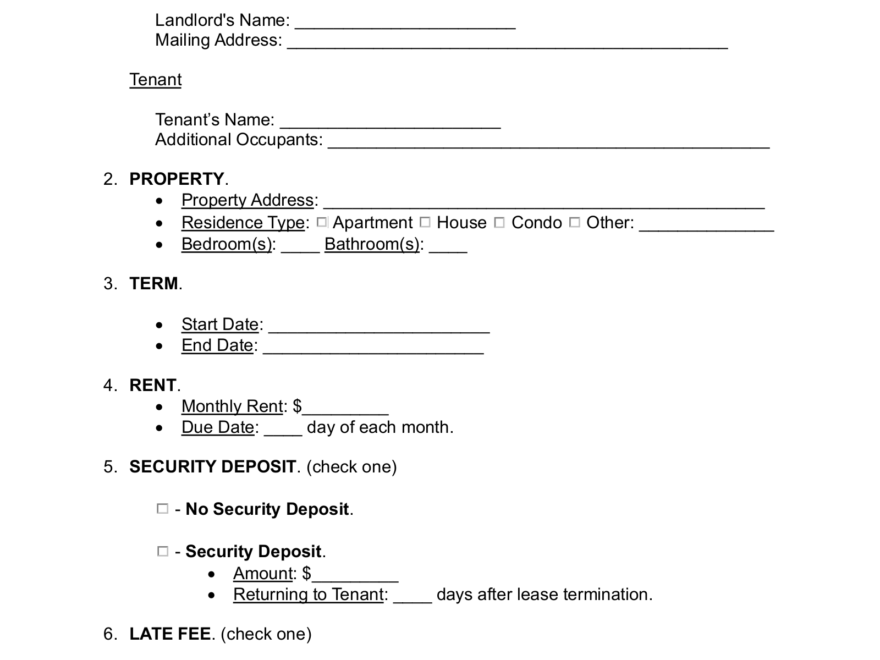 Free Oregon Standard Residential Lease Agreement PDF Word EForms