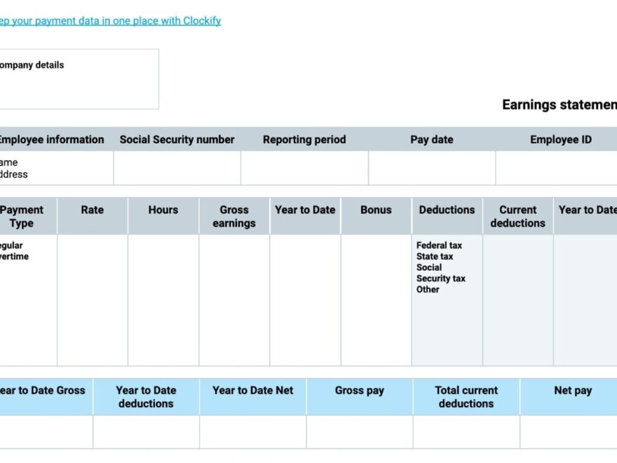 Free Pay Stub Templates Clockify