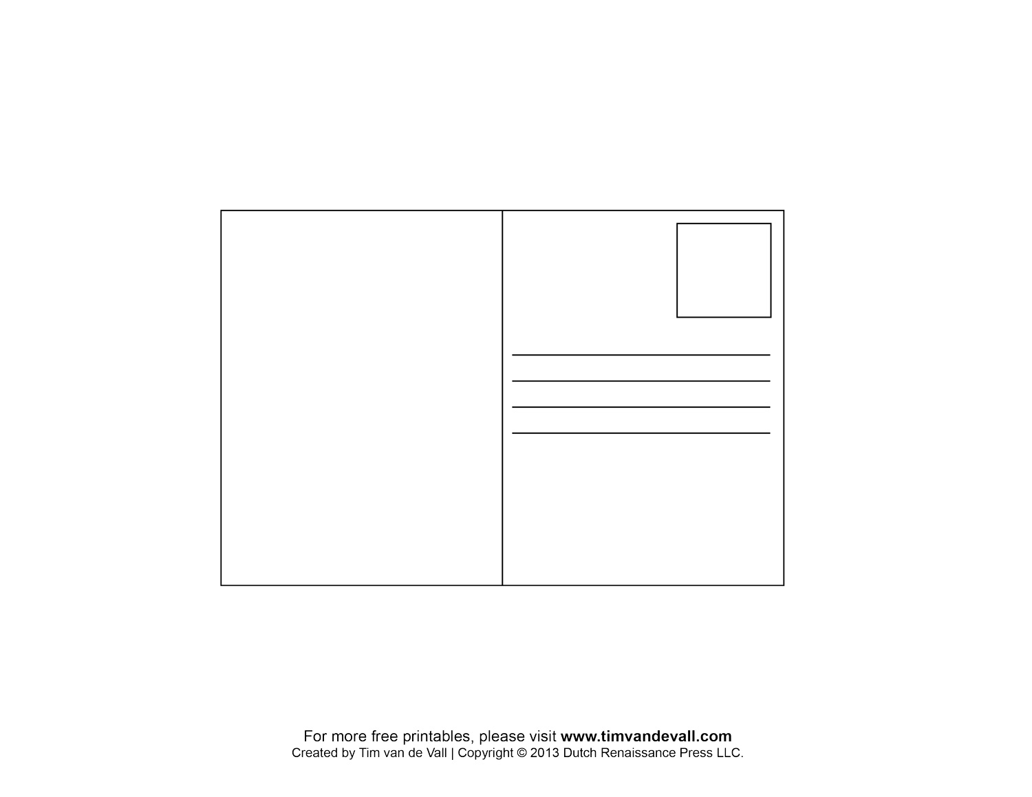 Free Printable Blank Postcard Template