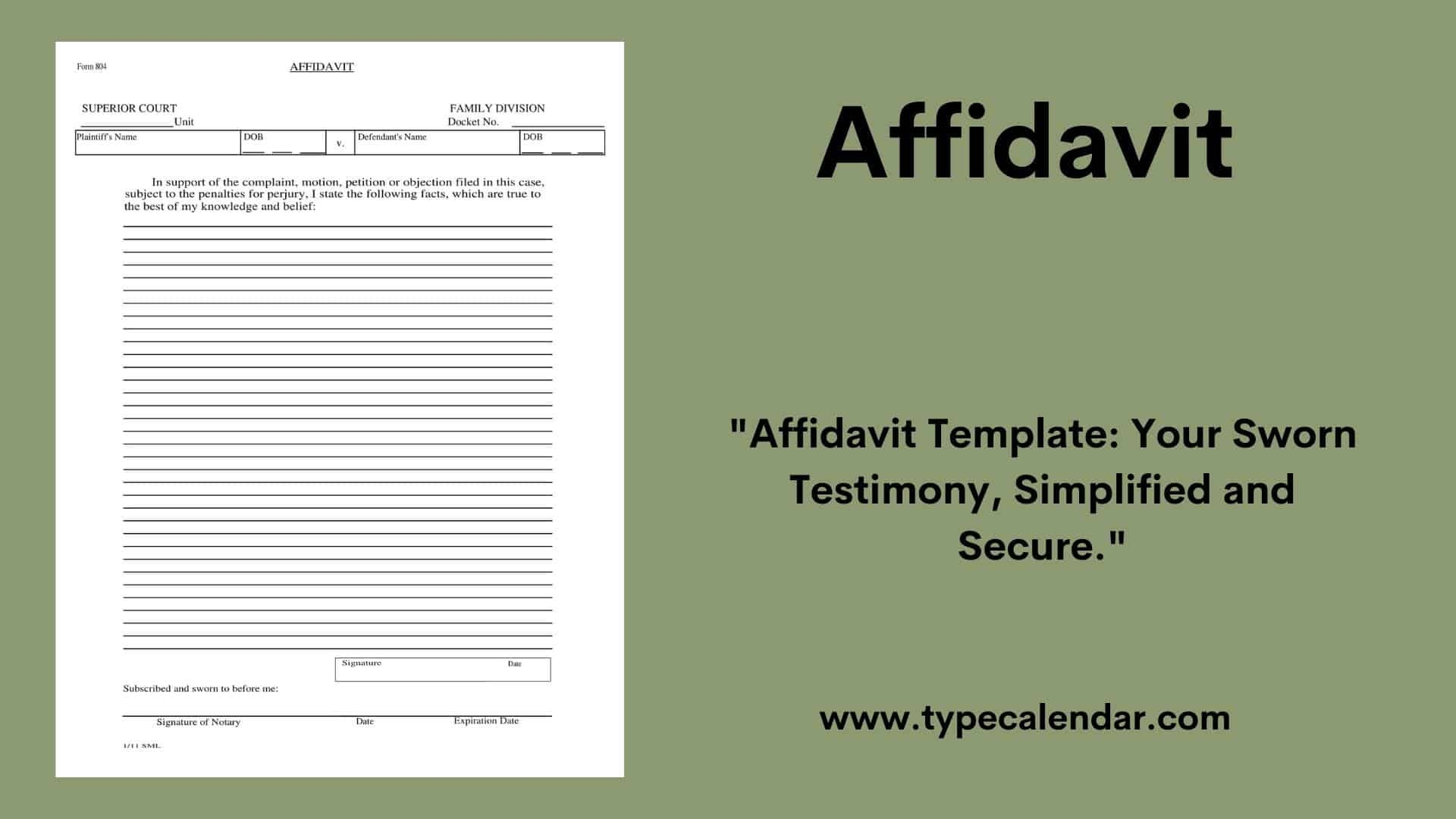 Free Printable Blank Affidavit Form