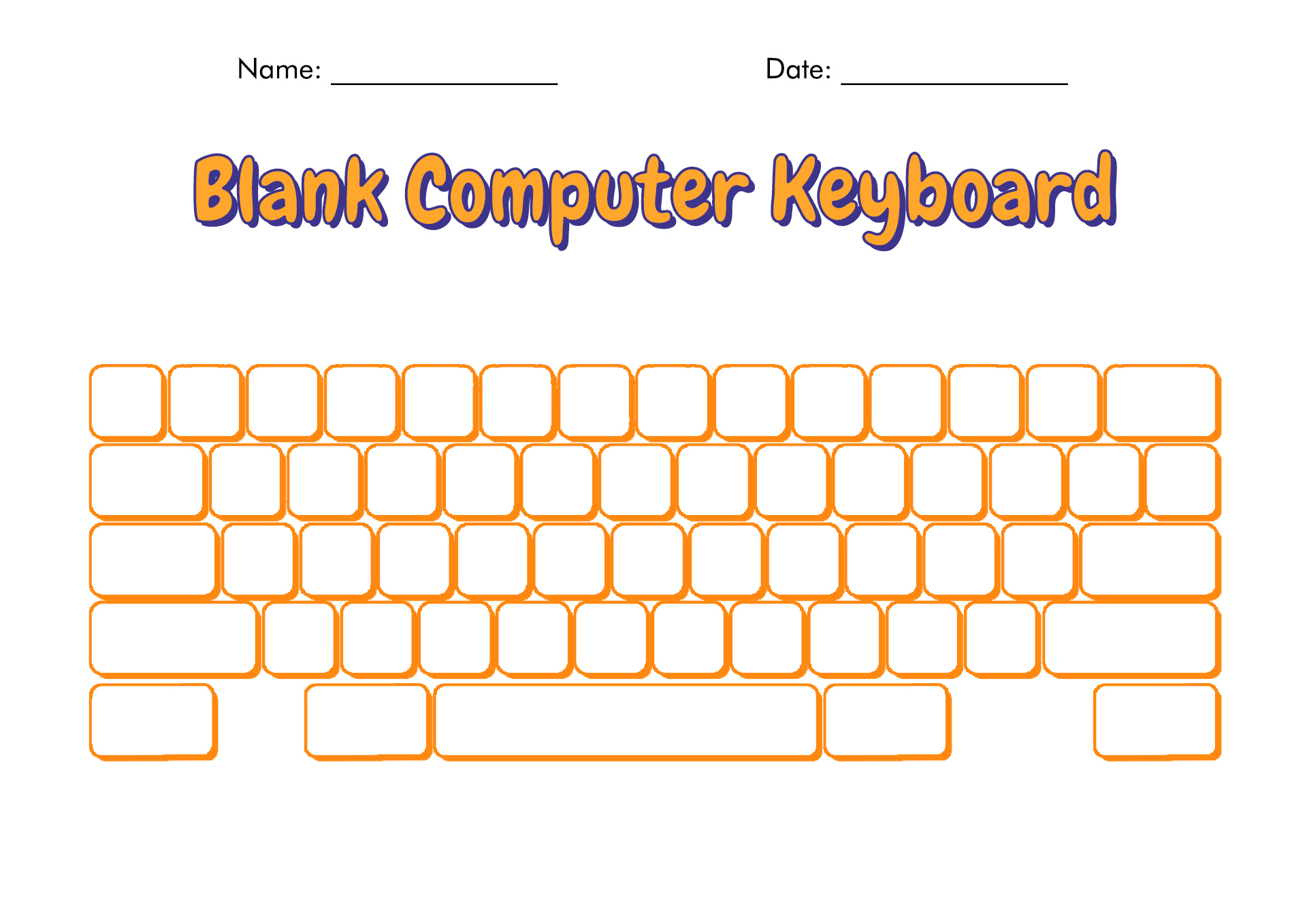 Printable Blank Computer Keyboard Worksheet