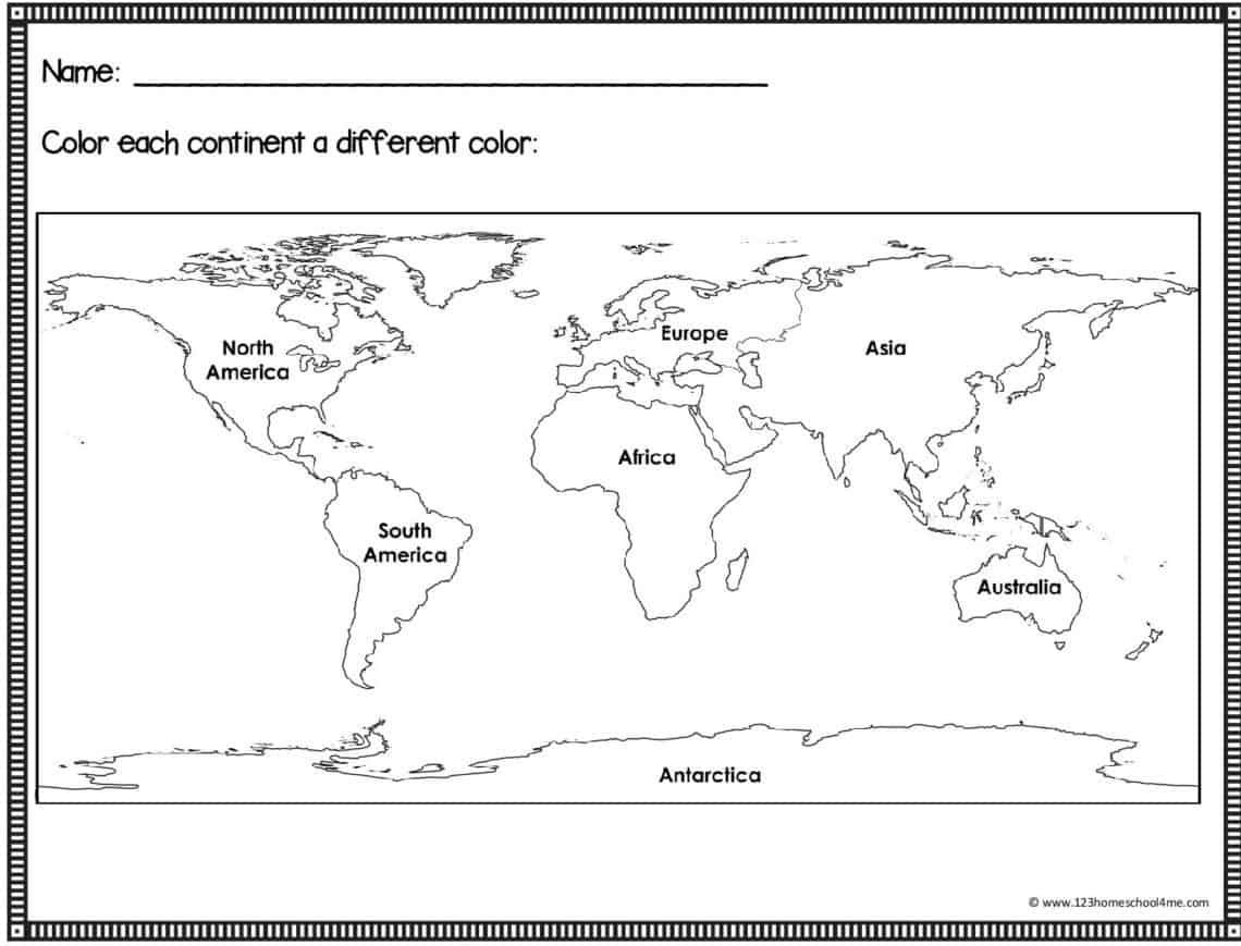 FREE Printable Blank Maps For Kids World Continent USA Worksheets Library