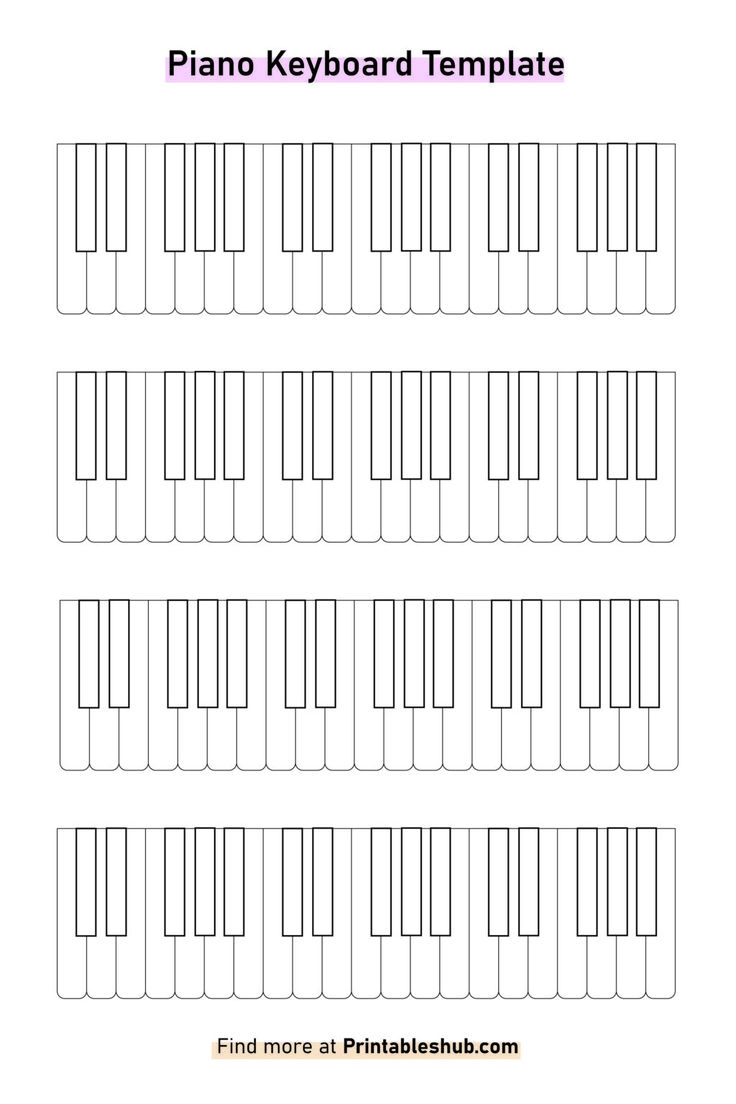 Free Printable Blank Piano Keyboard Template PDF