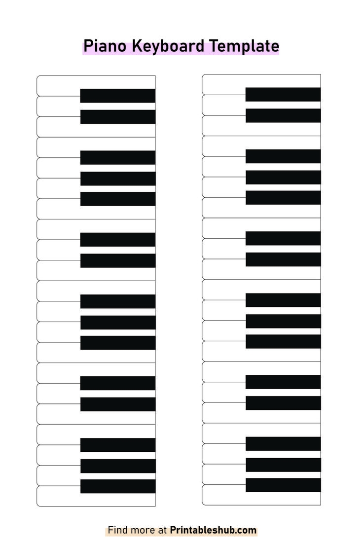 Free Printable Blank Piano Keyboard Templates PDF Included Printables Hub