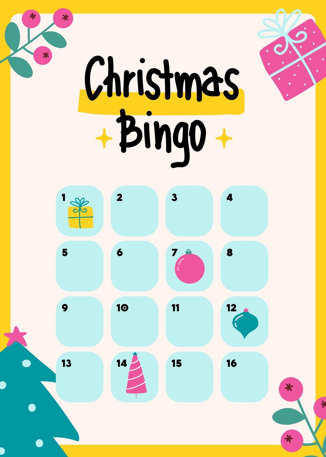 Free Printable Christmas Bingo Card Templates Canva