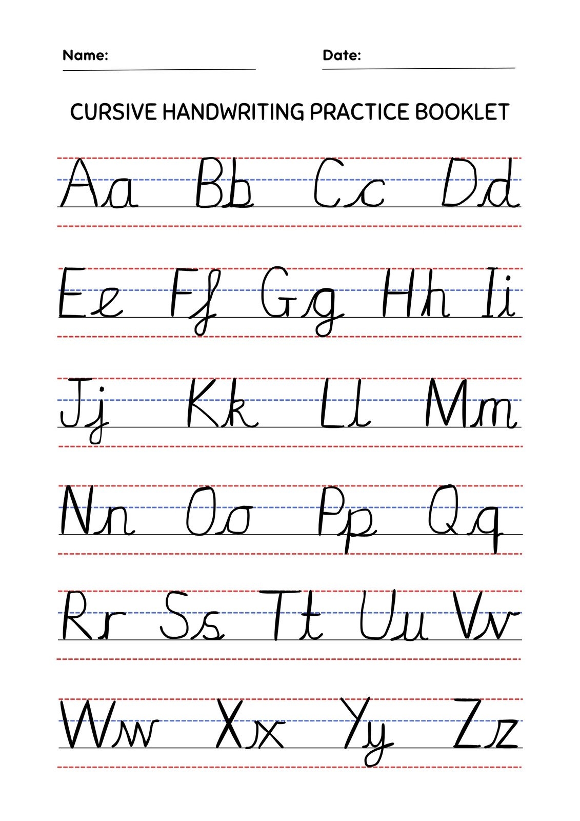 Printable Blank Cursive Alphabet Letters