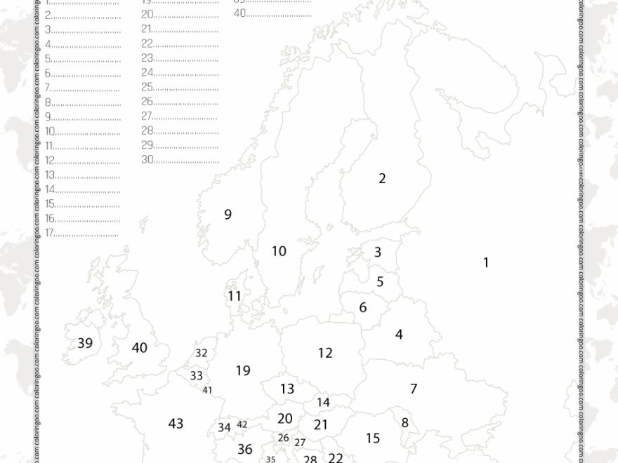 Free Printable Europe Countries Map Quiz Worksheet