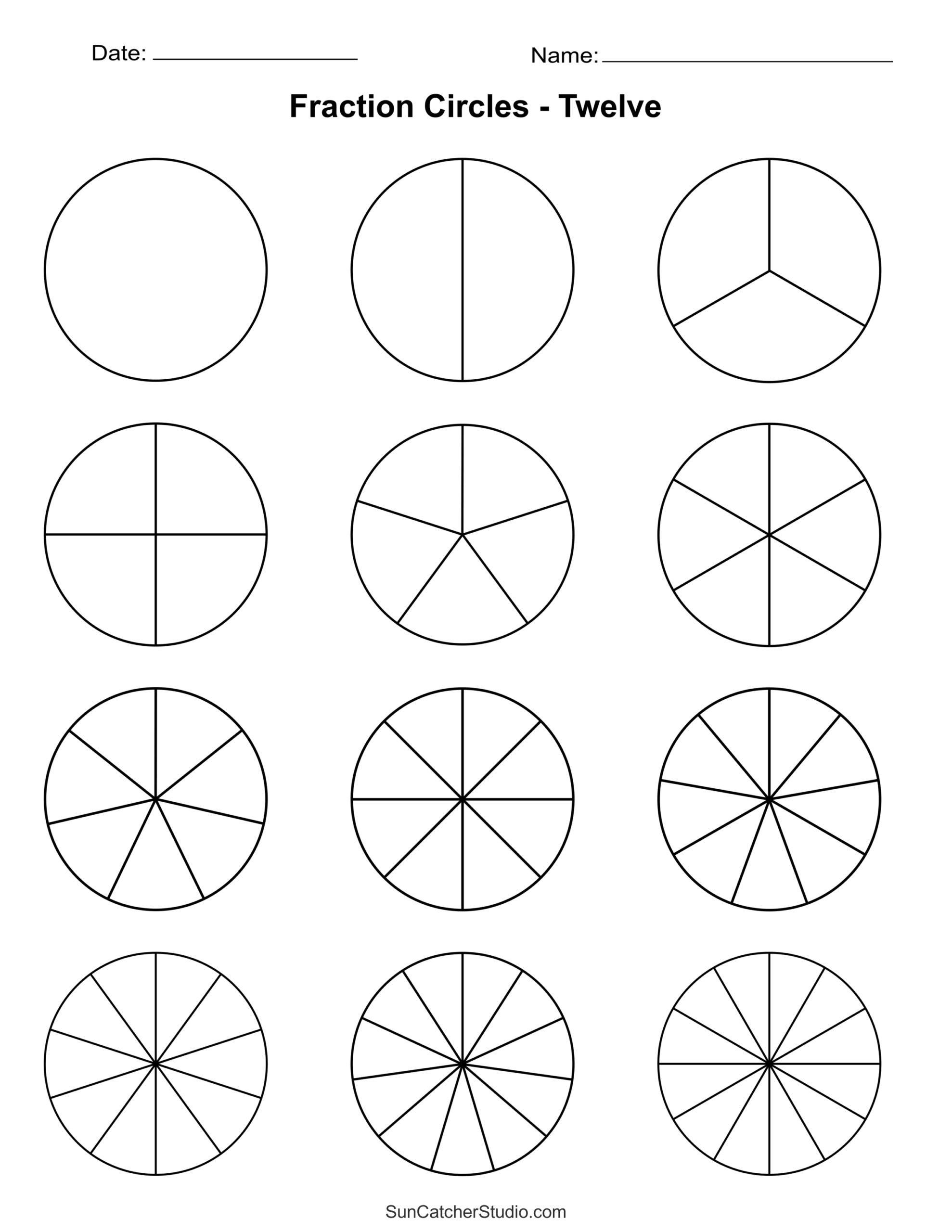 Free Printable Fraction Circles Templates And Worksheets Free Printables Monograms Design Tools Patterns DIY Projects