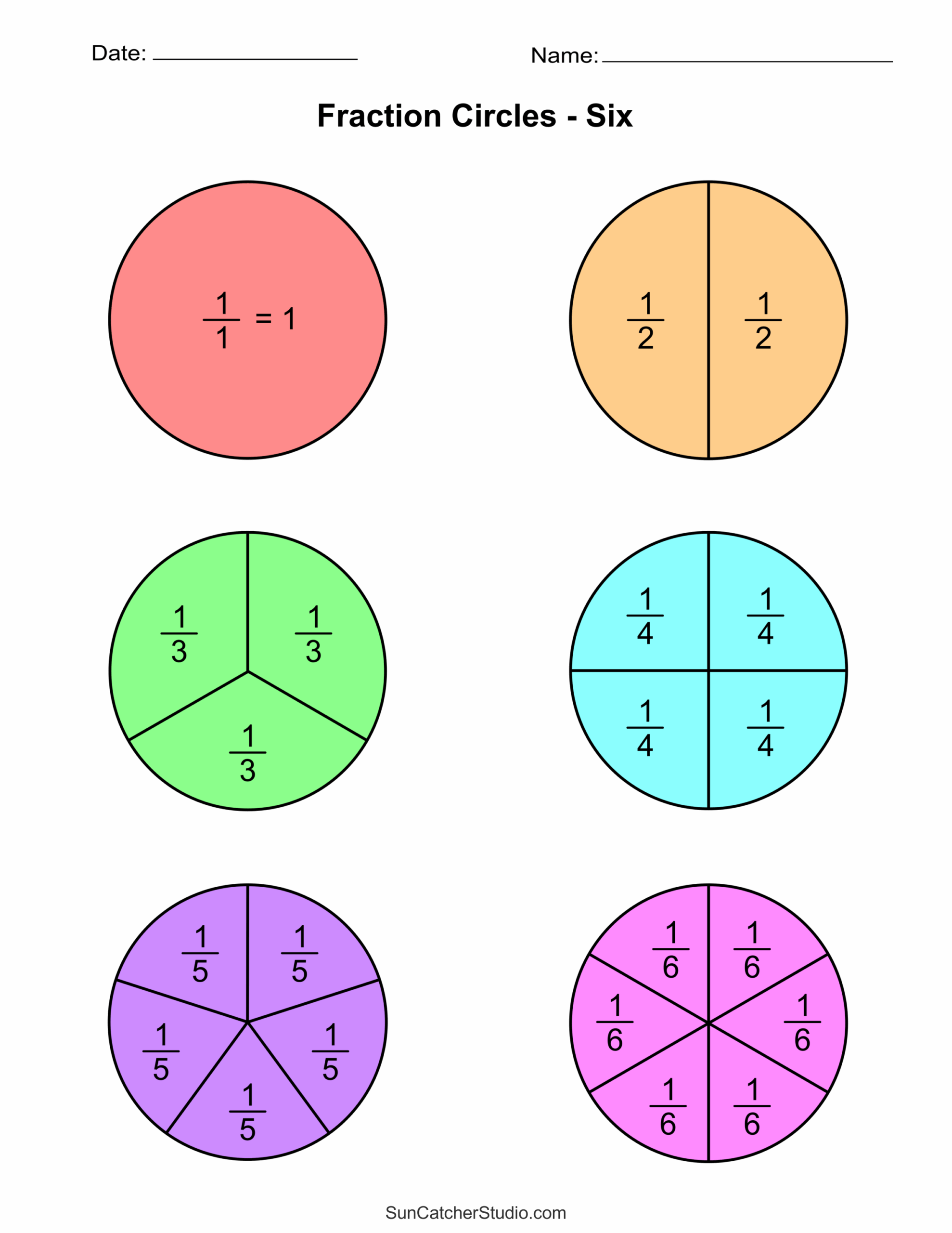 Free Printable Fraction Circles Templates And Worksheets Free Printables Monograms Design Tools Patterns DIY Projects