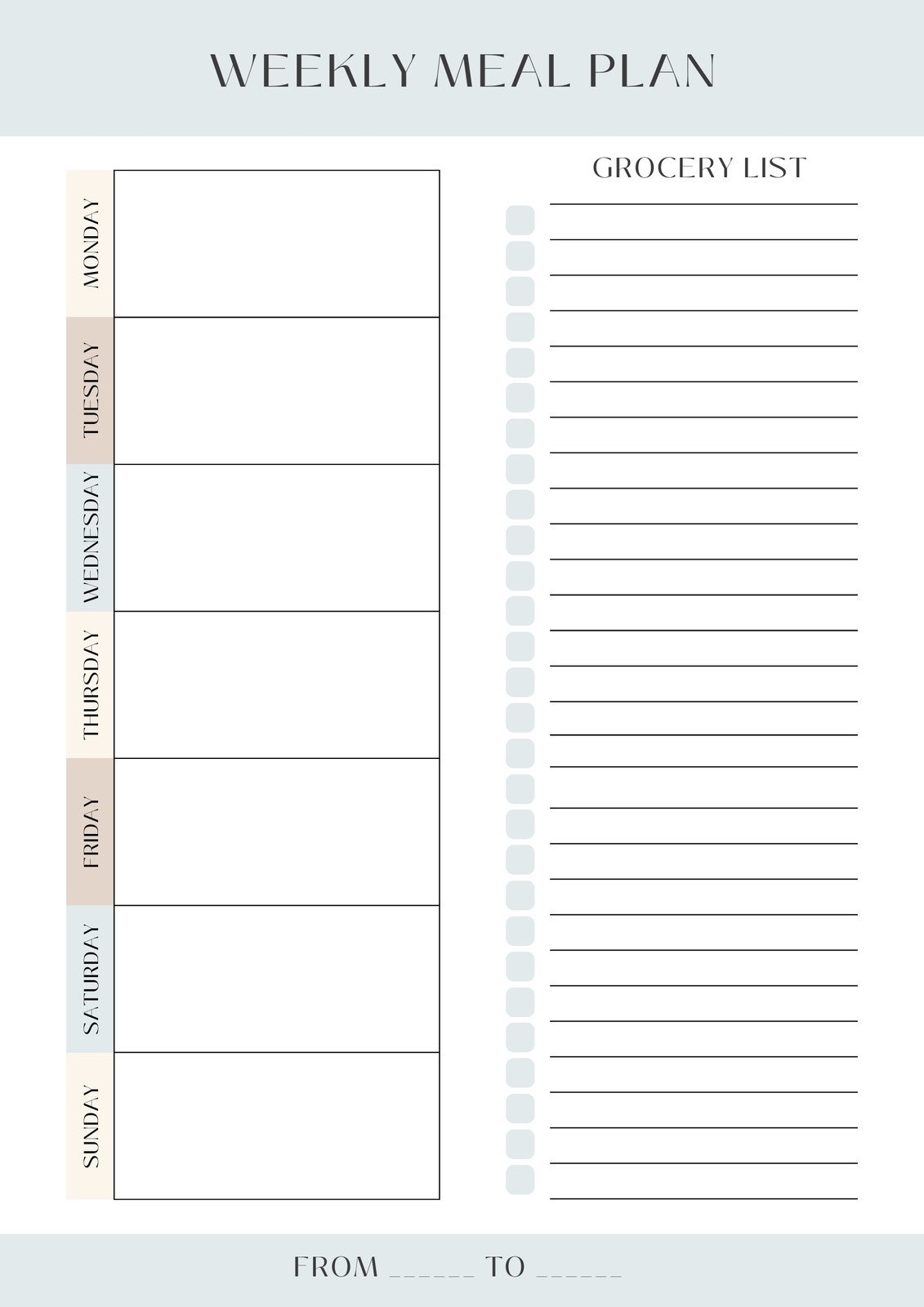 Free Printable Blank Menu Template