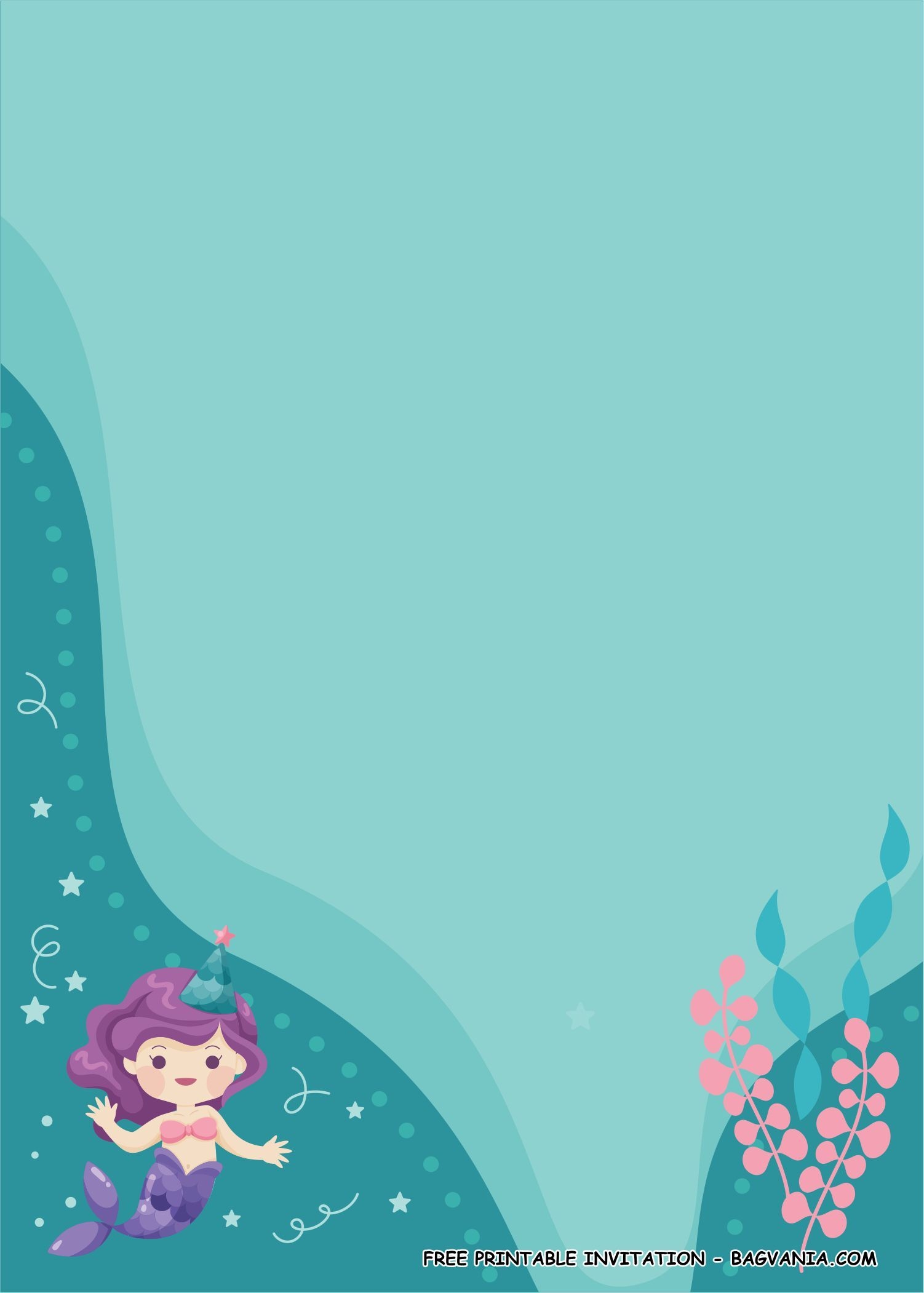Blank Free Printable Mermaid Invitations