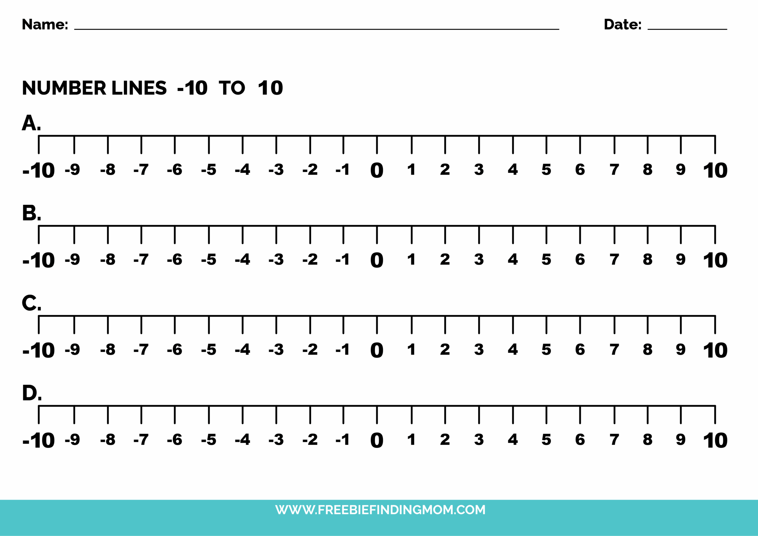 Free Printable Number Line To 10 Worksheet Freebie Finding Mom