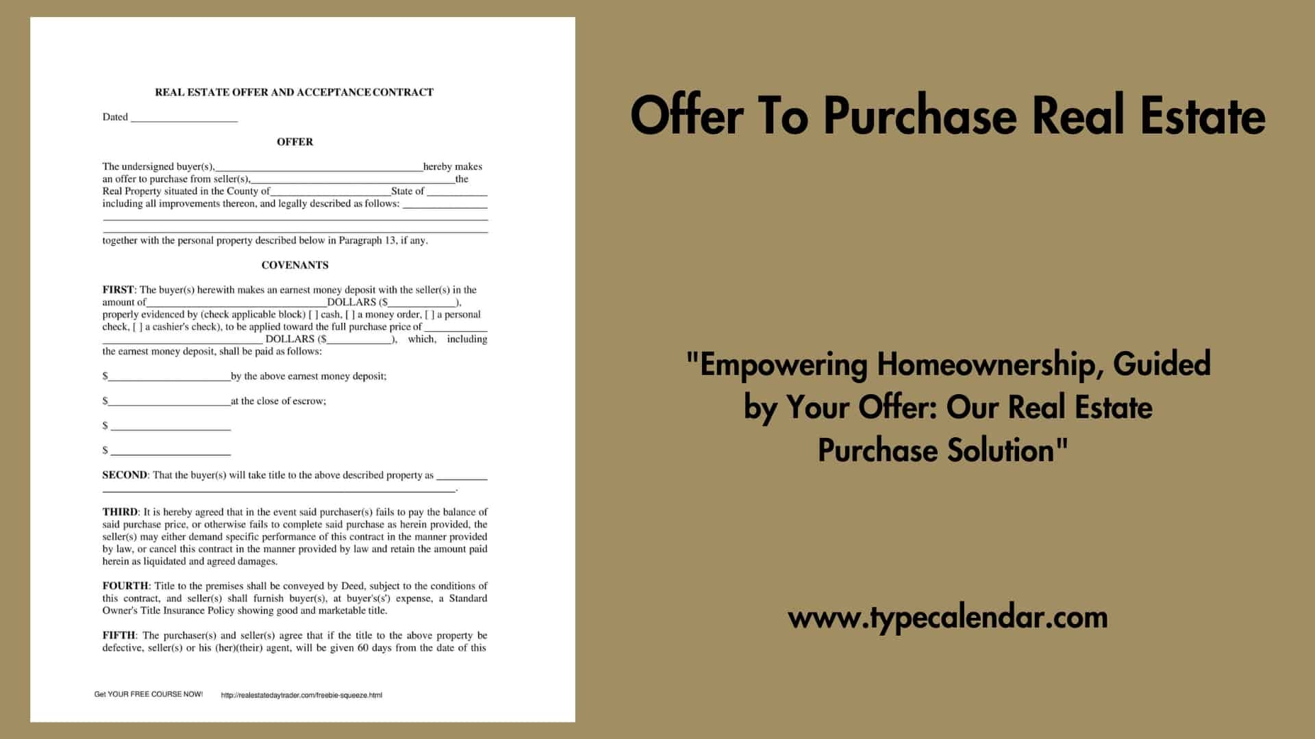 Free Printable Offer To Purchase Real Estate Form Templates PDF Word 
