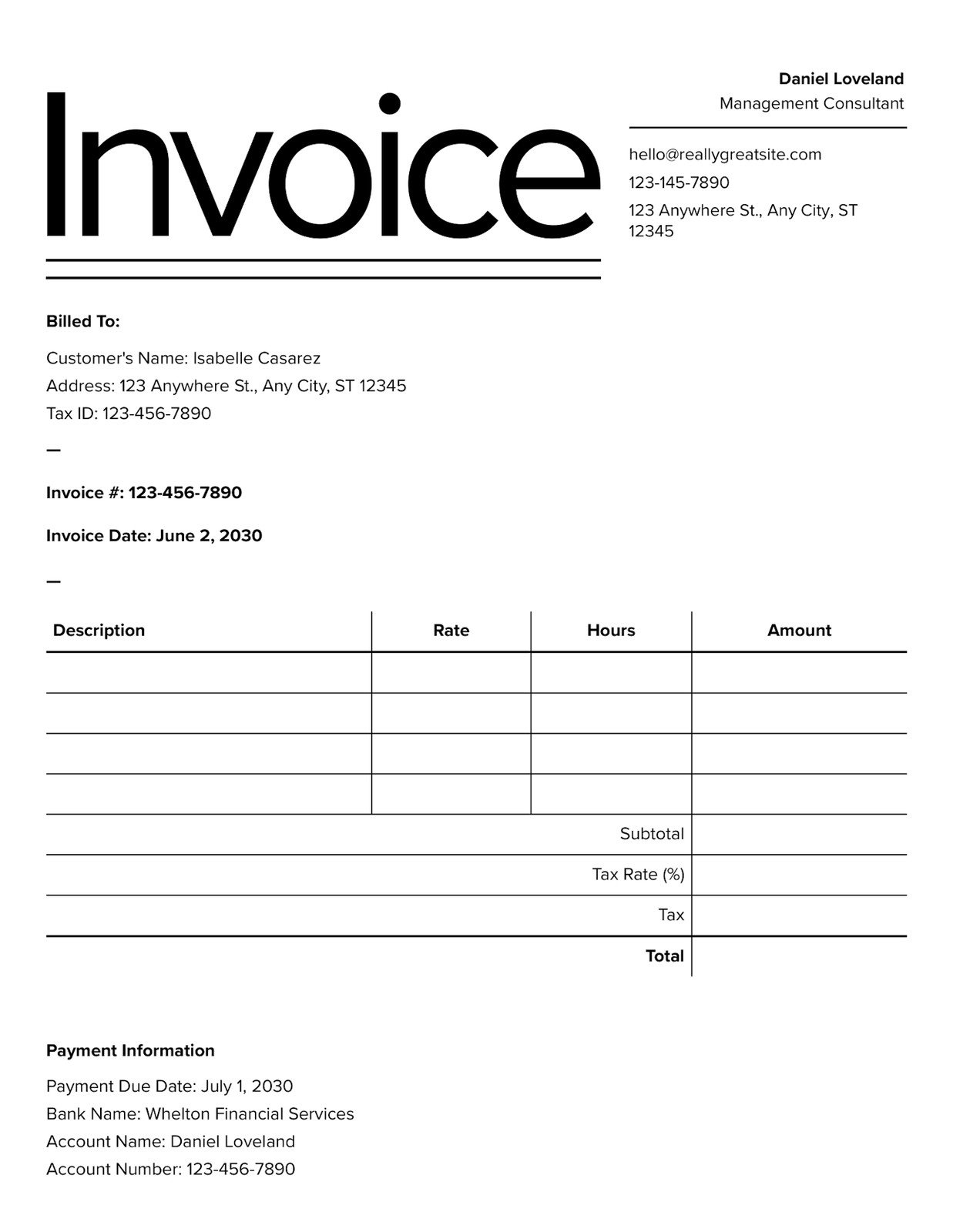 Free Printable Blank Invoice Templates
