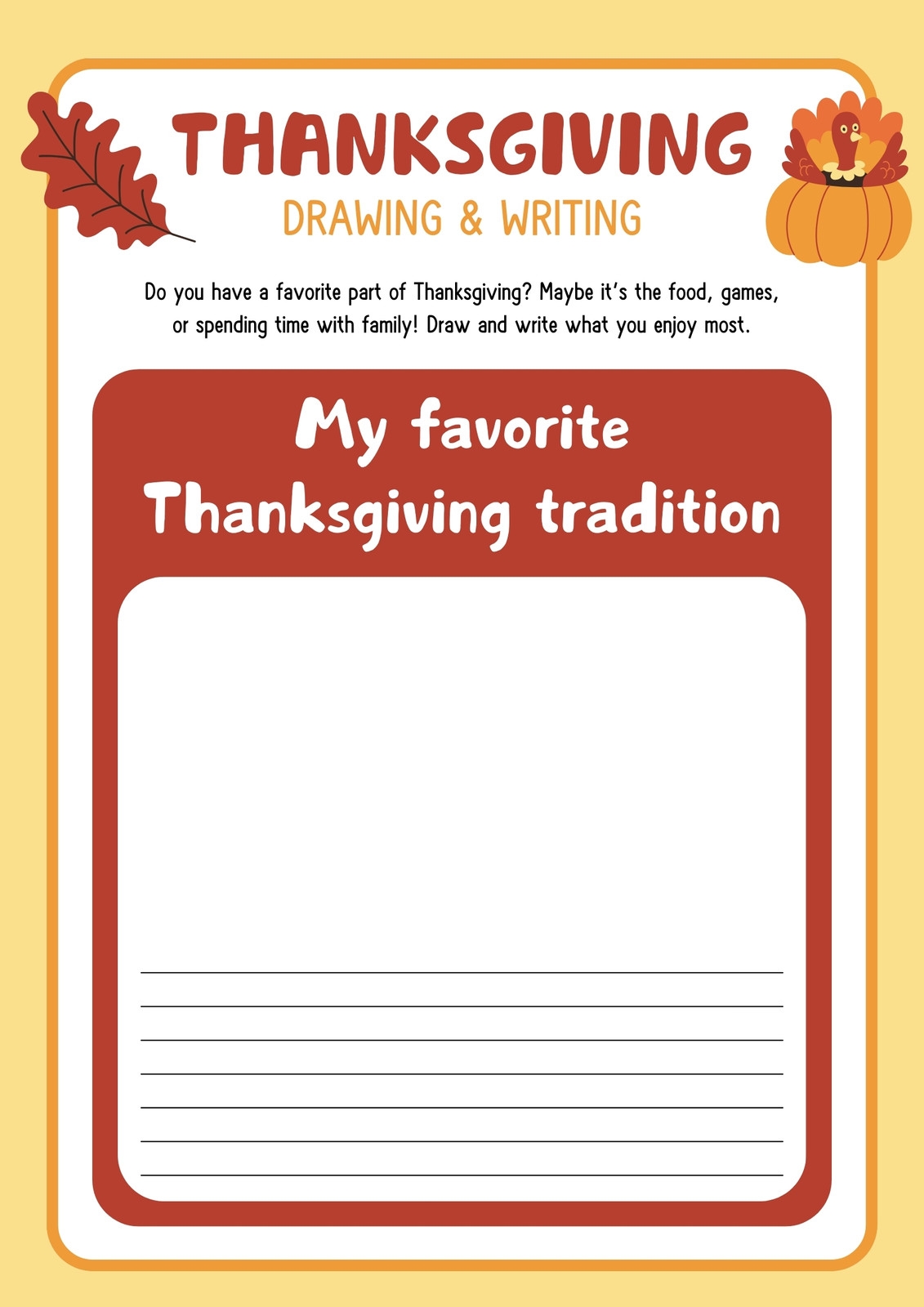 Blank Thanksgiving Writing Paper Printable