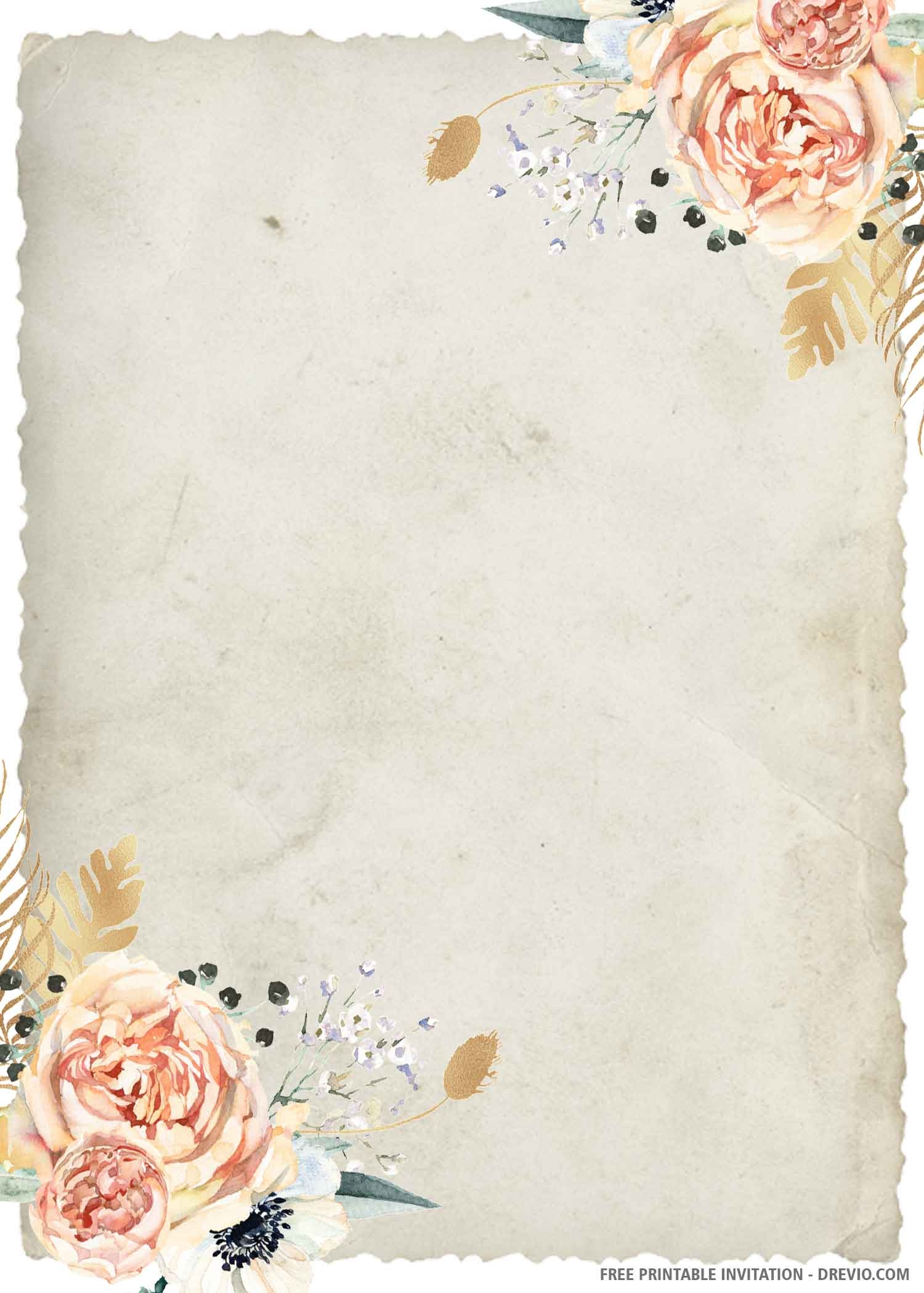 FREE PRINTABLE Watercolor Greenery Boho Wedding Invitation Templates