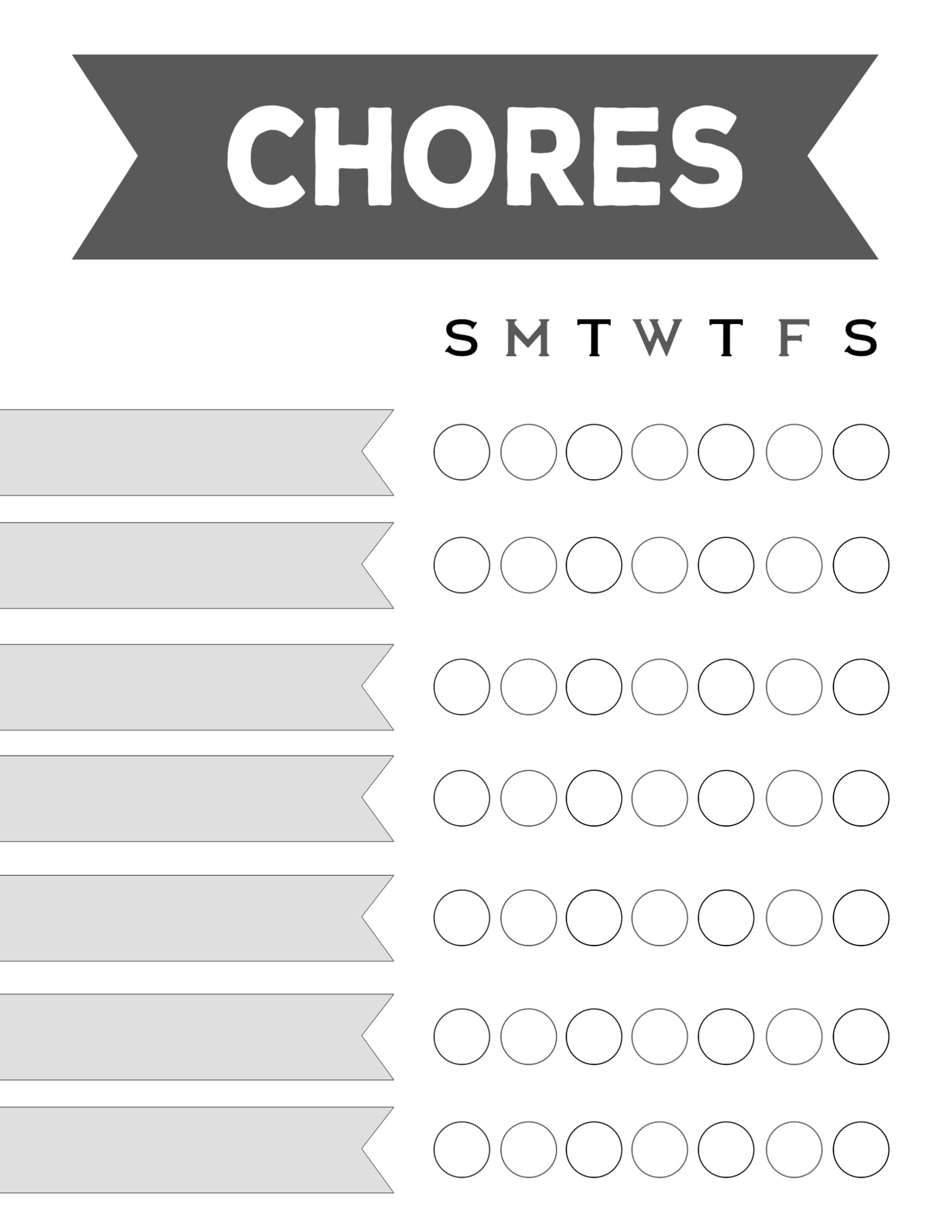Printable Chore Charts Blank Pictures
