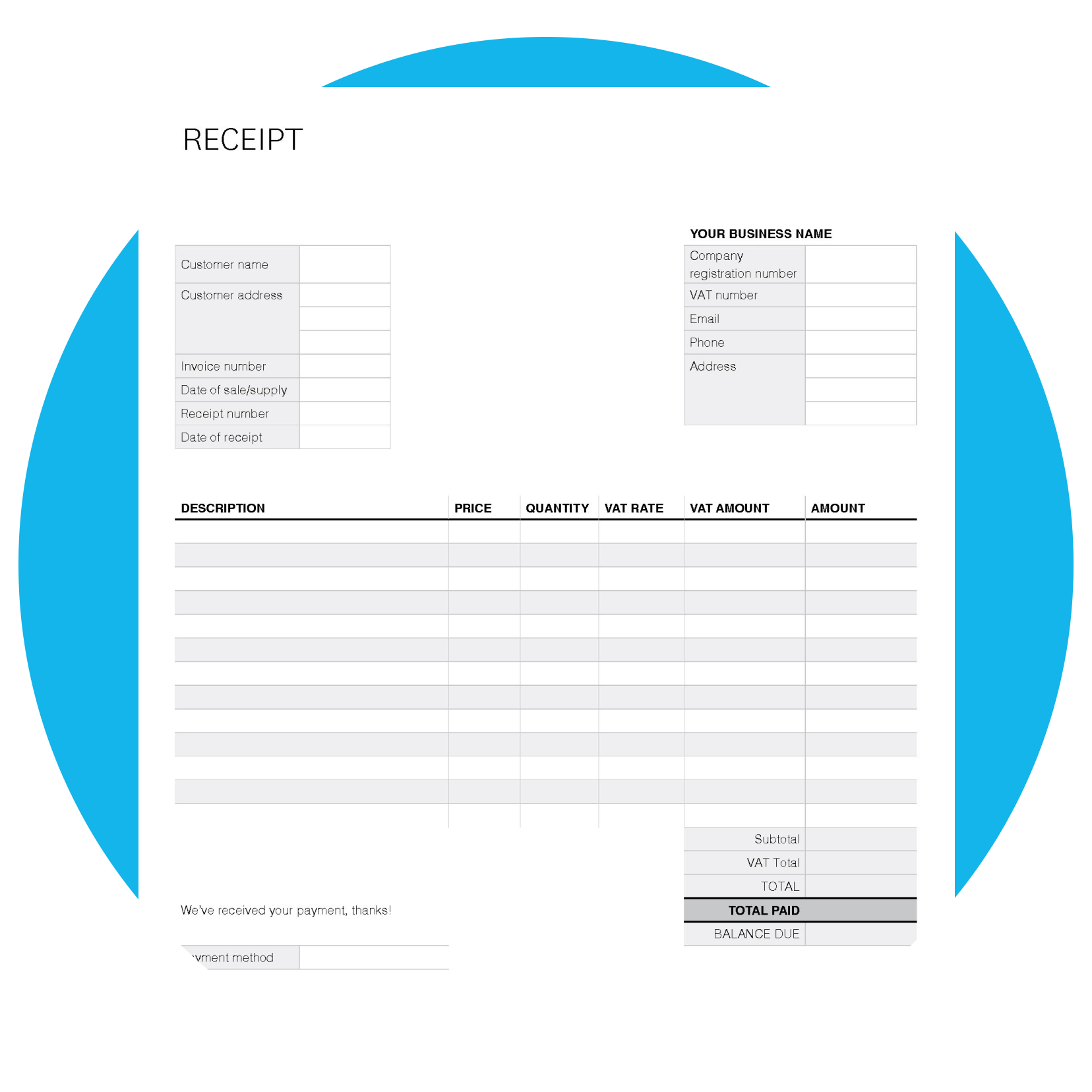 Free Printable Blank Receipt Form