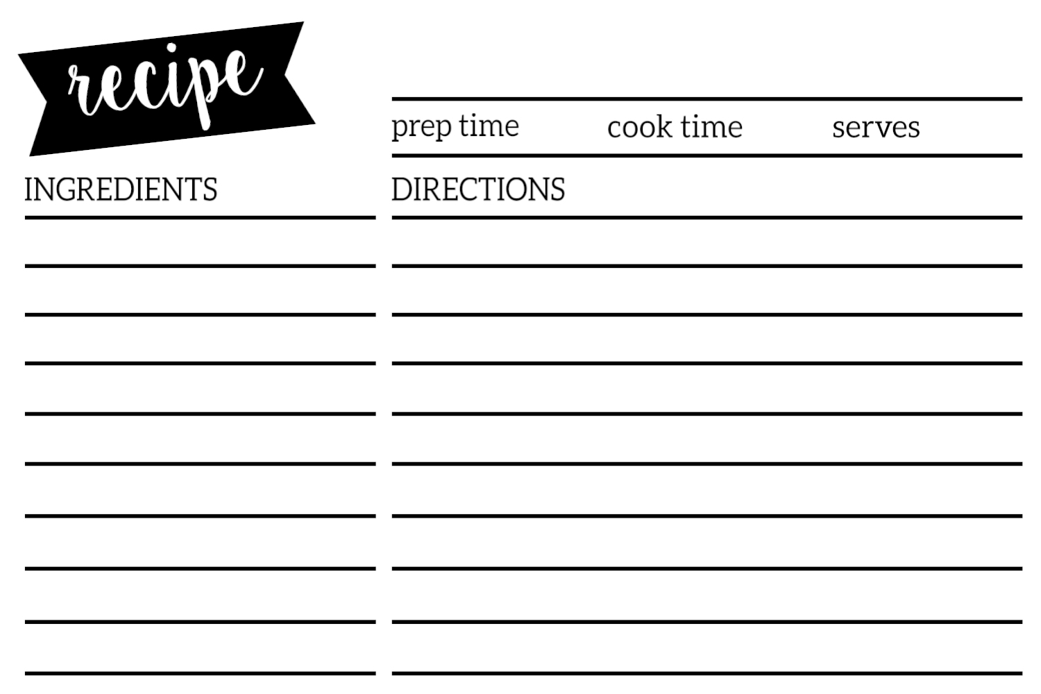Free Printable Blank Recipe Cards