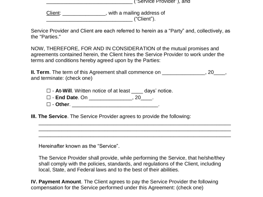 Free Service Contract Templates 15 PDF Word EForms