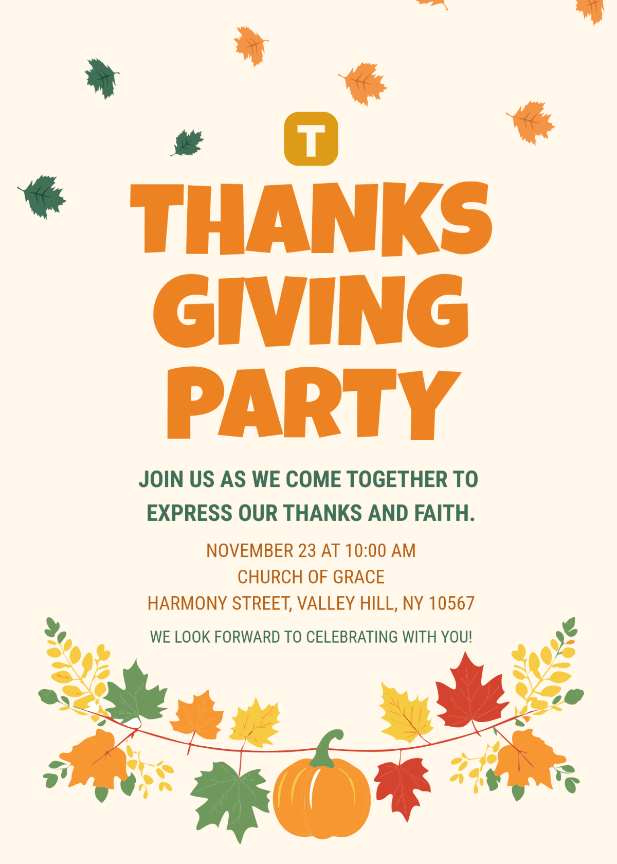 Blank Free Printable Thanksgiving Invitation