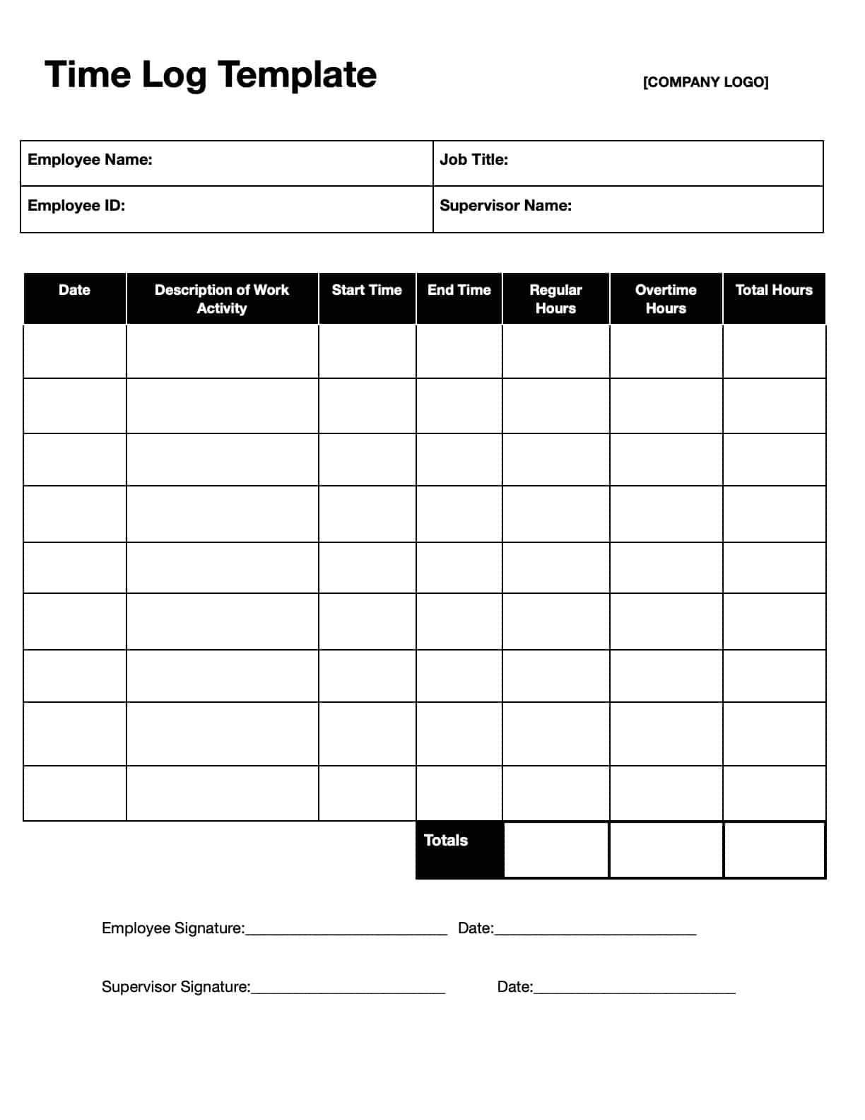 Printable Blank Prop Running Log