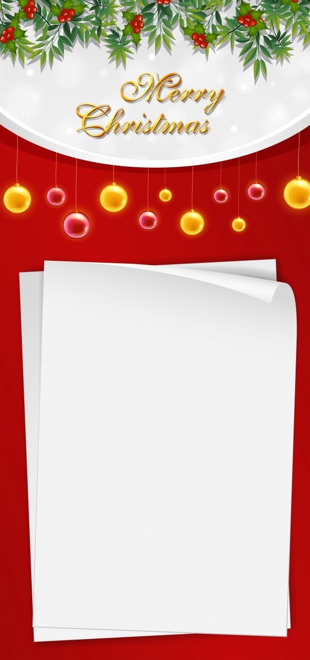 Free Vector Christmas Card Template With Blank Paper And Mistletoes