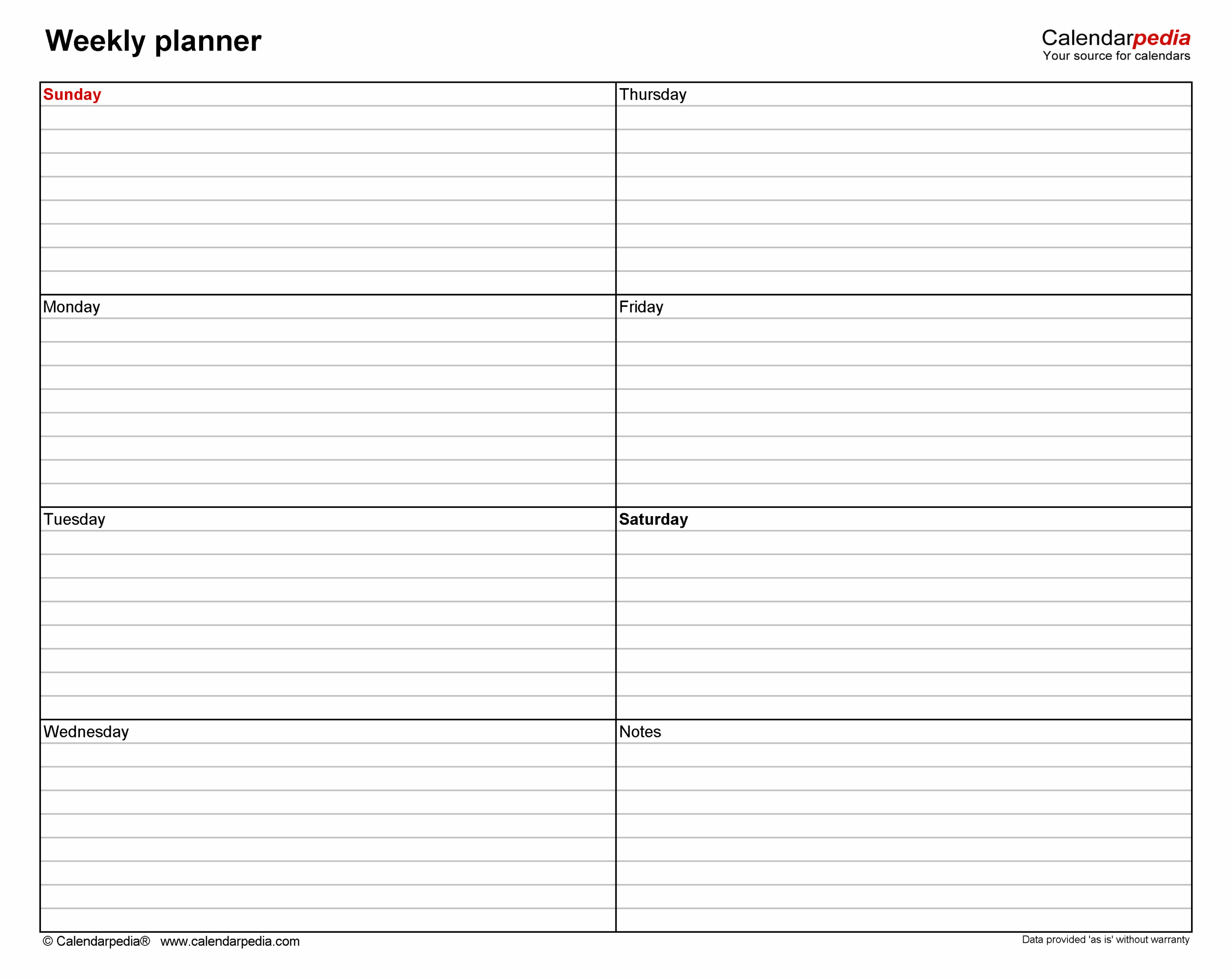 Free Weekly Planners In PDF Format 20 Templates