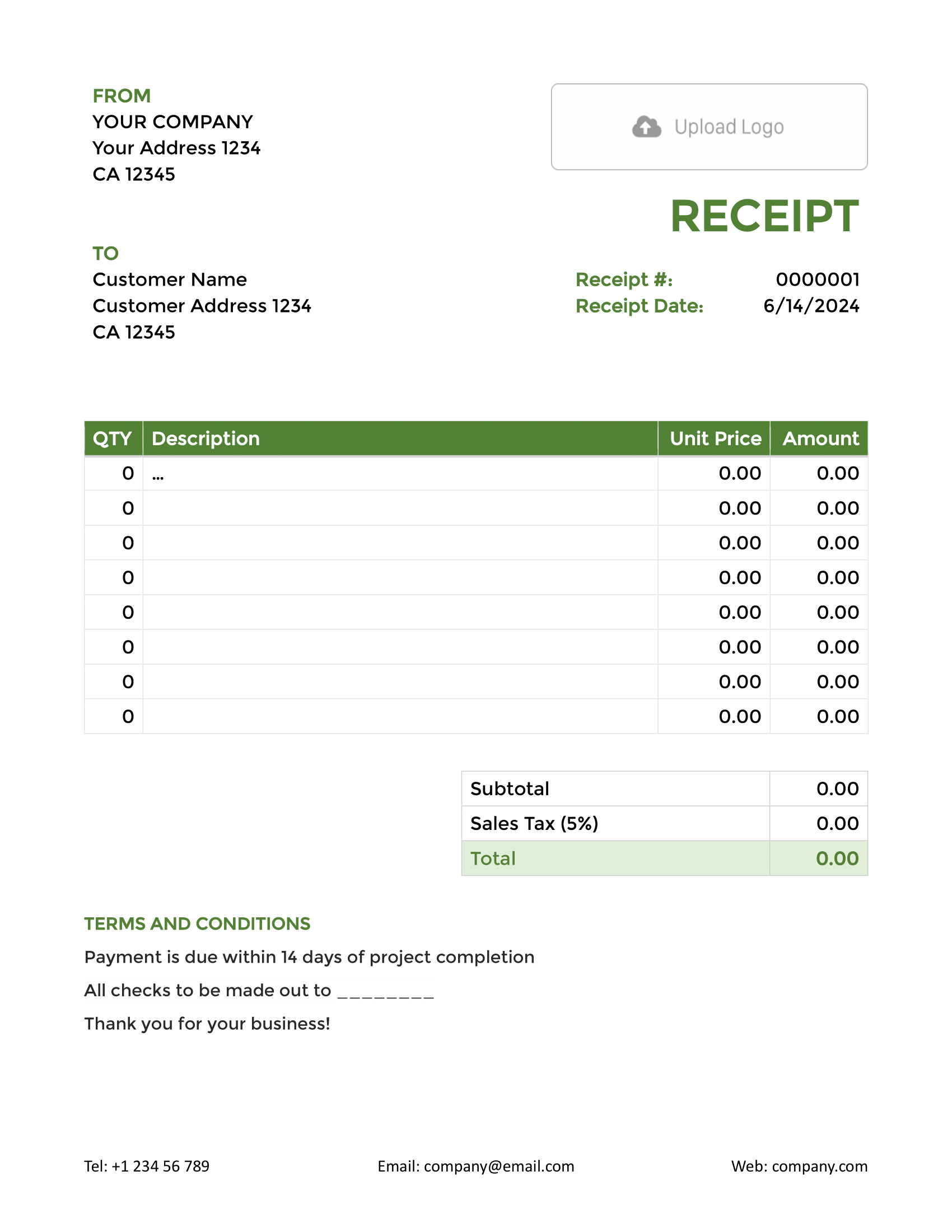 Free Word Receipt Template Docelf