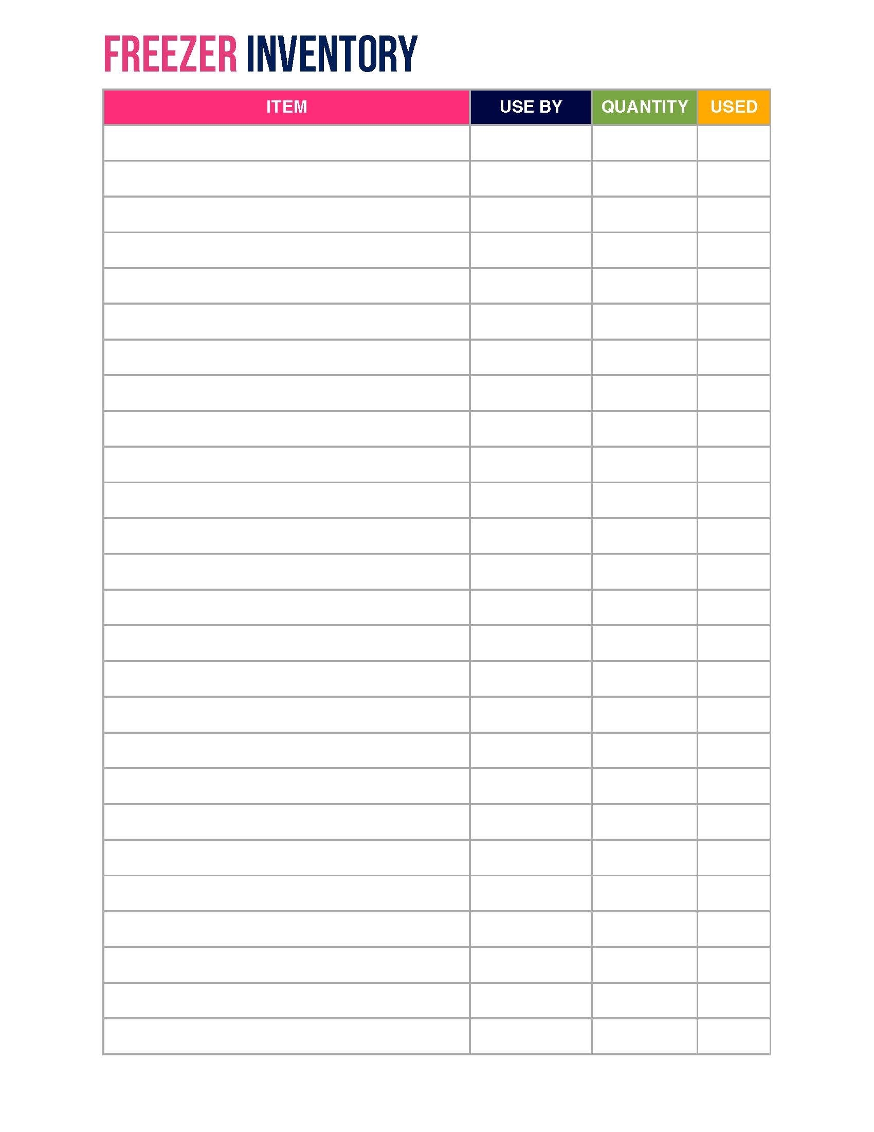 Free Blank Printable Inventory Sheet