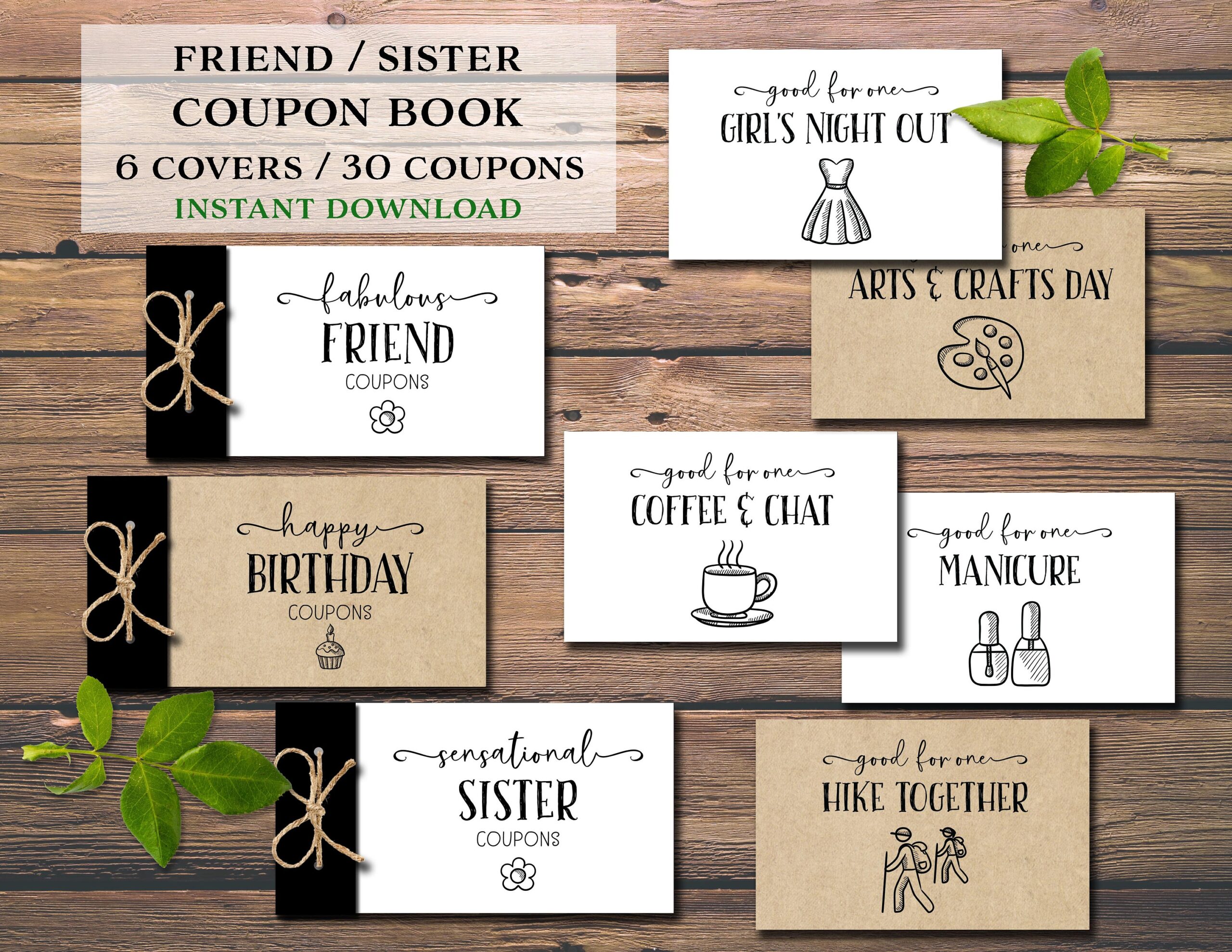 Friend Coupons Coupon Book Instant Download DIY Printable Christmas Birthday Gift For Friend Sister Mother Mom to be Daughter Girl Etsy