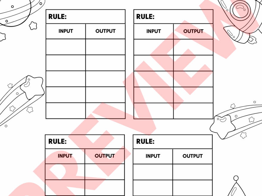 Function Machines What s My Rule Blank Input And Output Tables Space Theme