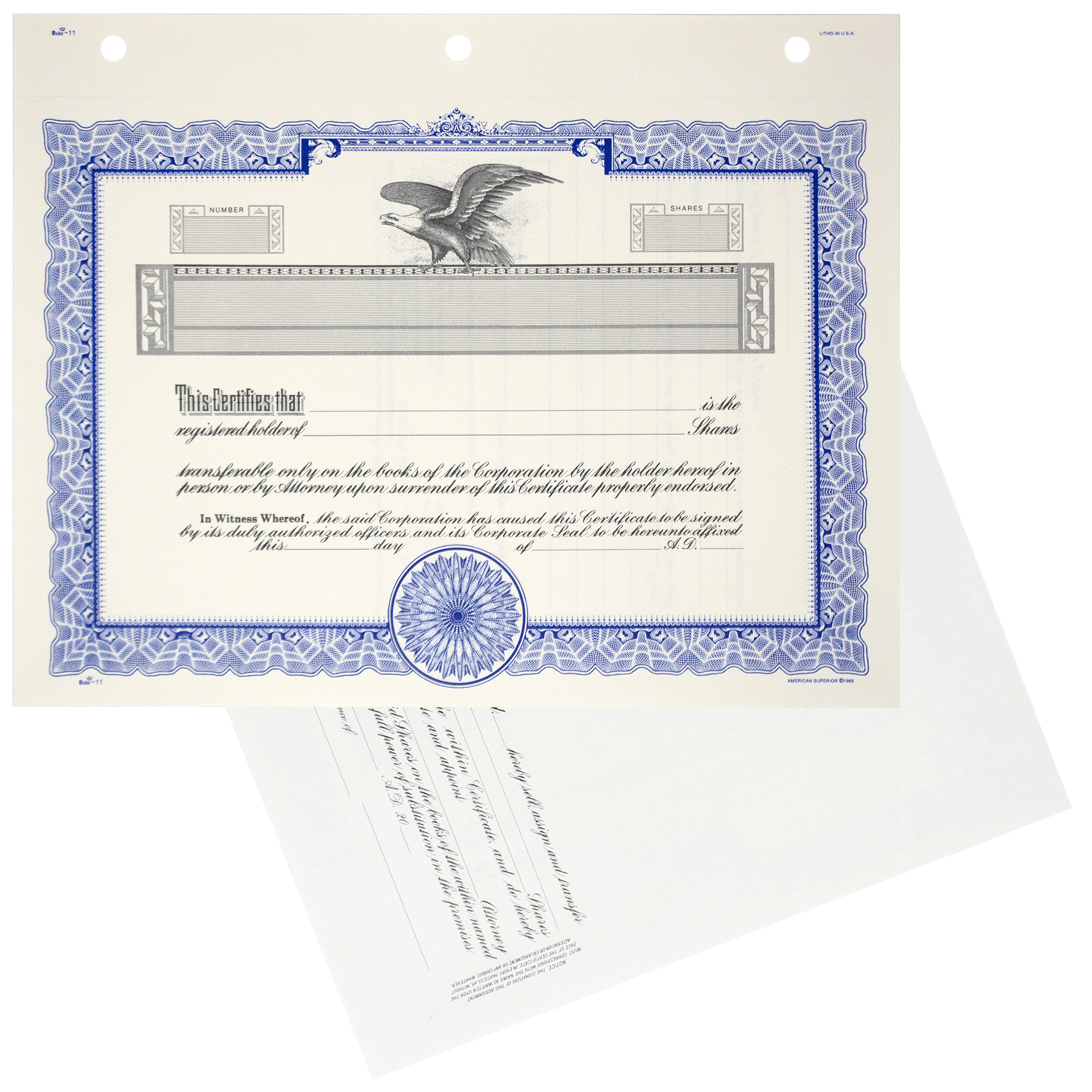 GOES KG3 Blank Corporate Stock Certificates Corp Connect