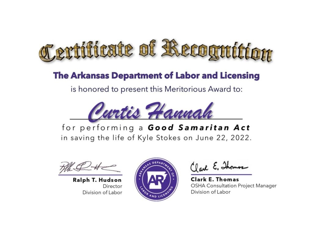Good Samaritan Receives Award For Self less Act Arkansas Department Of Labor And Licensing